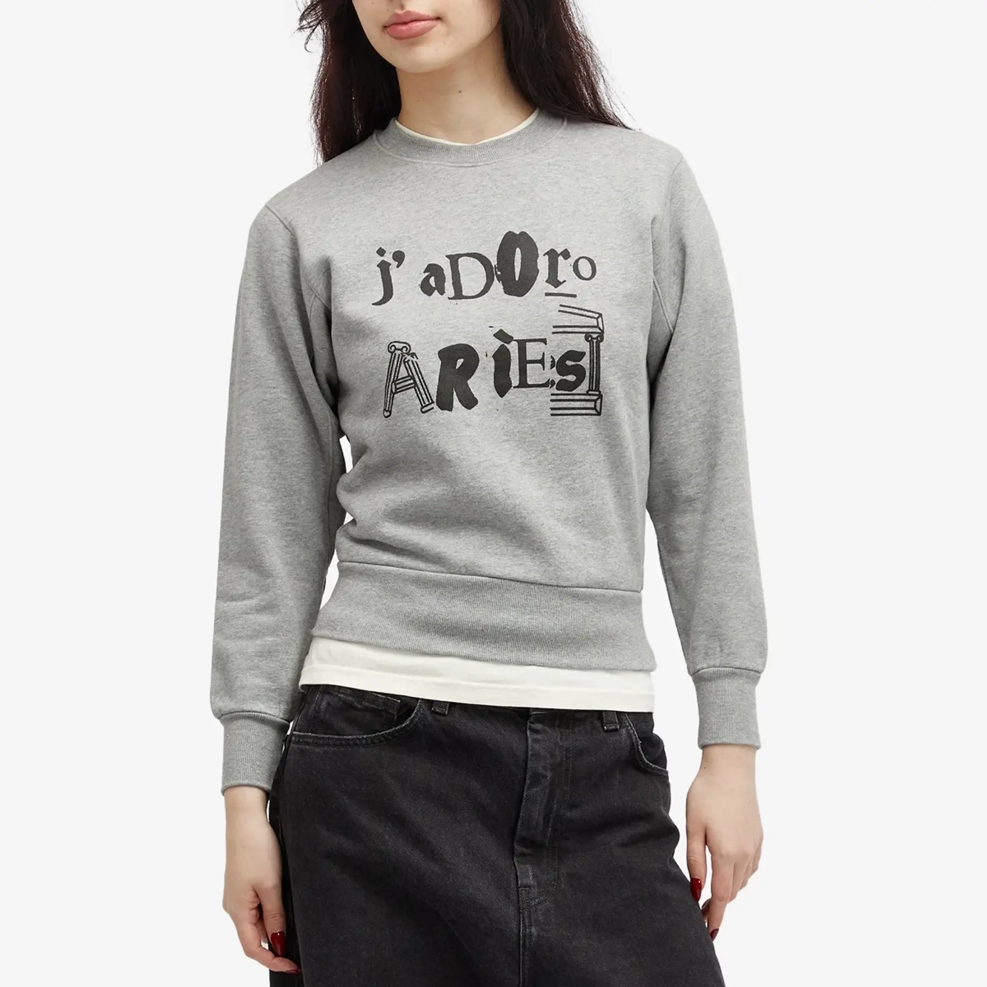 Aries Women's Baby Fit J'Adoro Sweatshirt Grey Marl