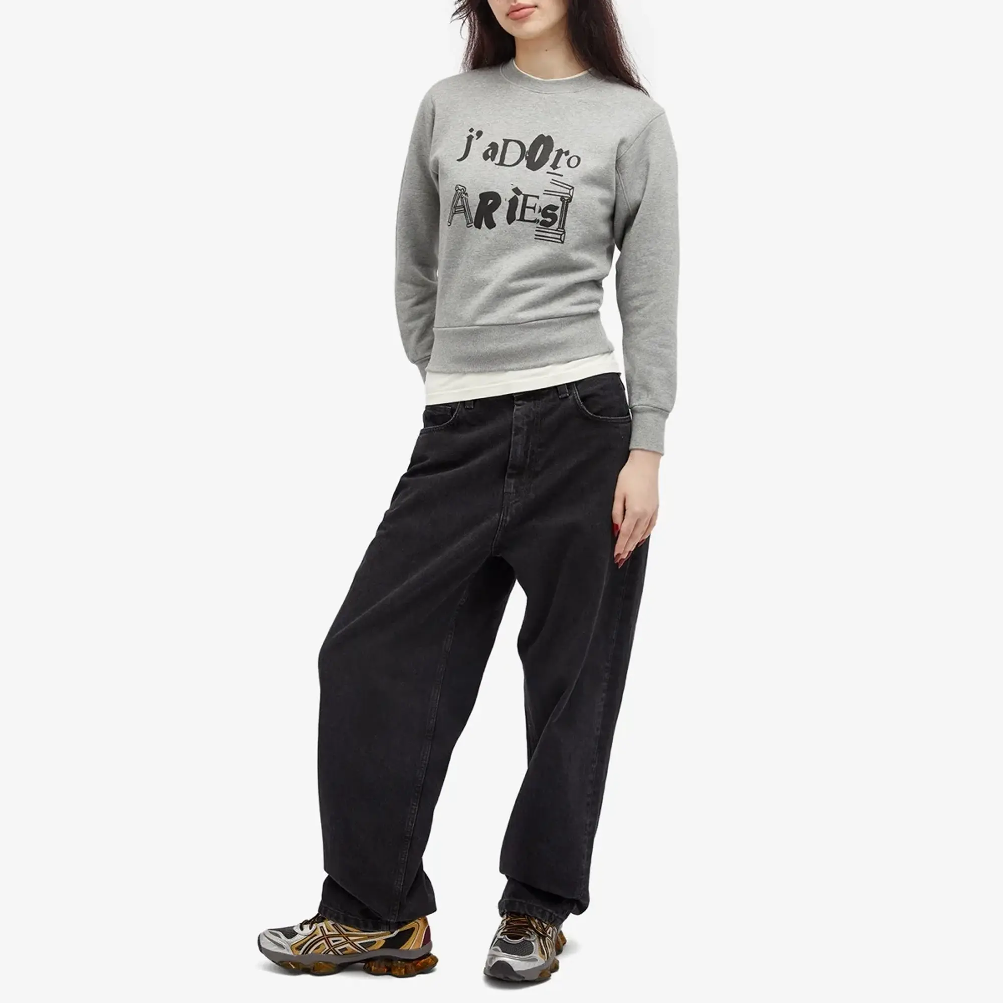 Aries Women's Baby Fit J'Adoro Sweatshirt Grey Marl