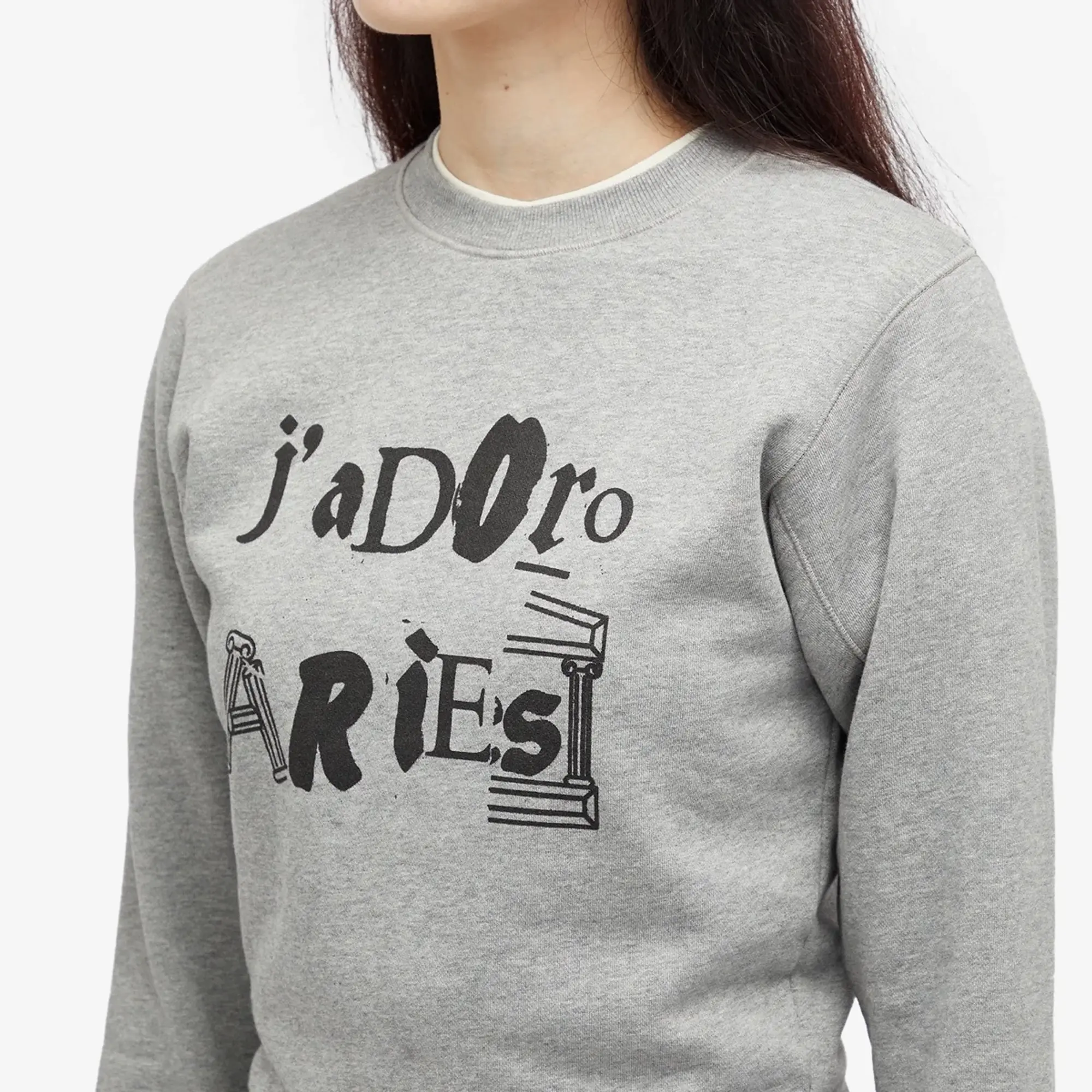 Aries Women's Baby Fit J'Adoro Sweatshirt Grey Marl