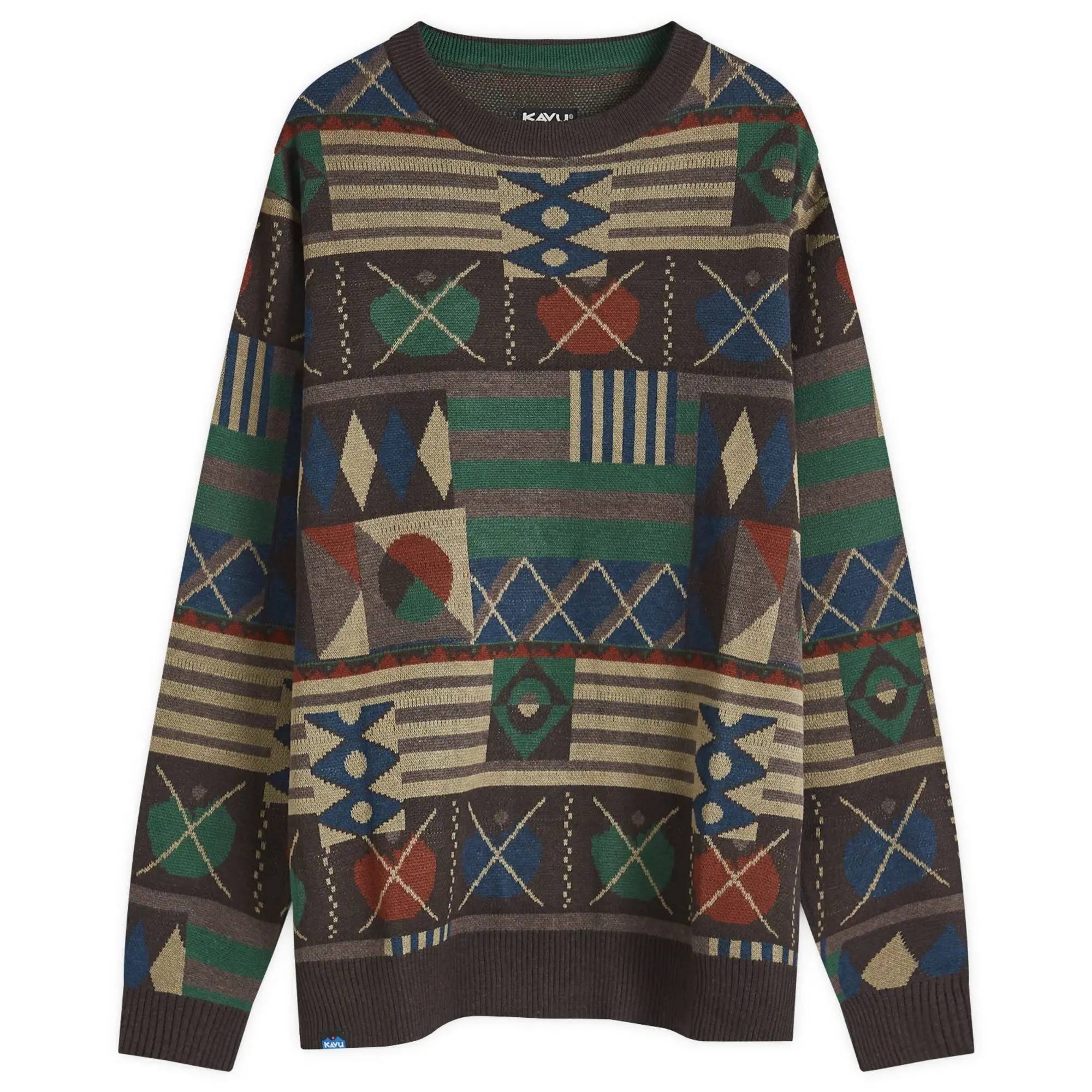 KAVU Men's Highline Jacquard Crew Neck Jumper Mixed Assembly