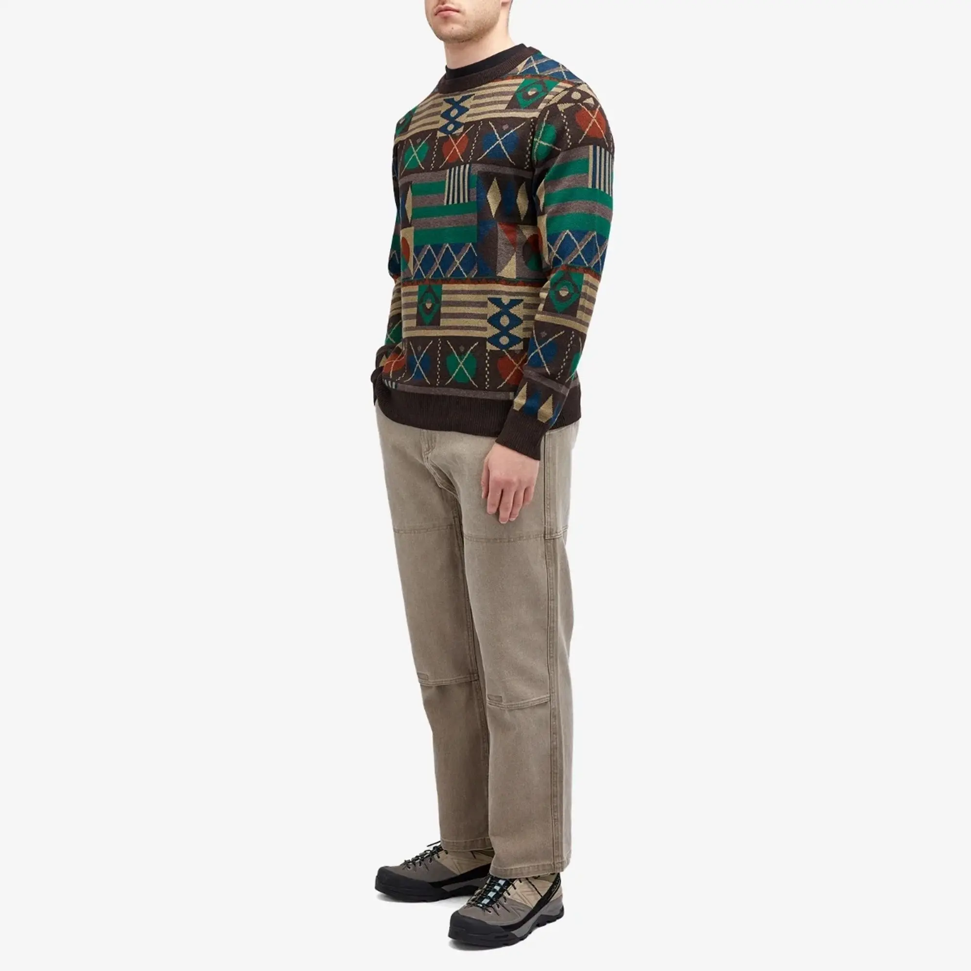 KAVU Men's Highline Jacquard Crew Neck Jumper Mixed Assembly