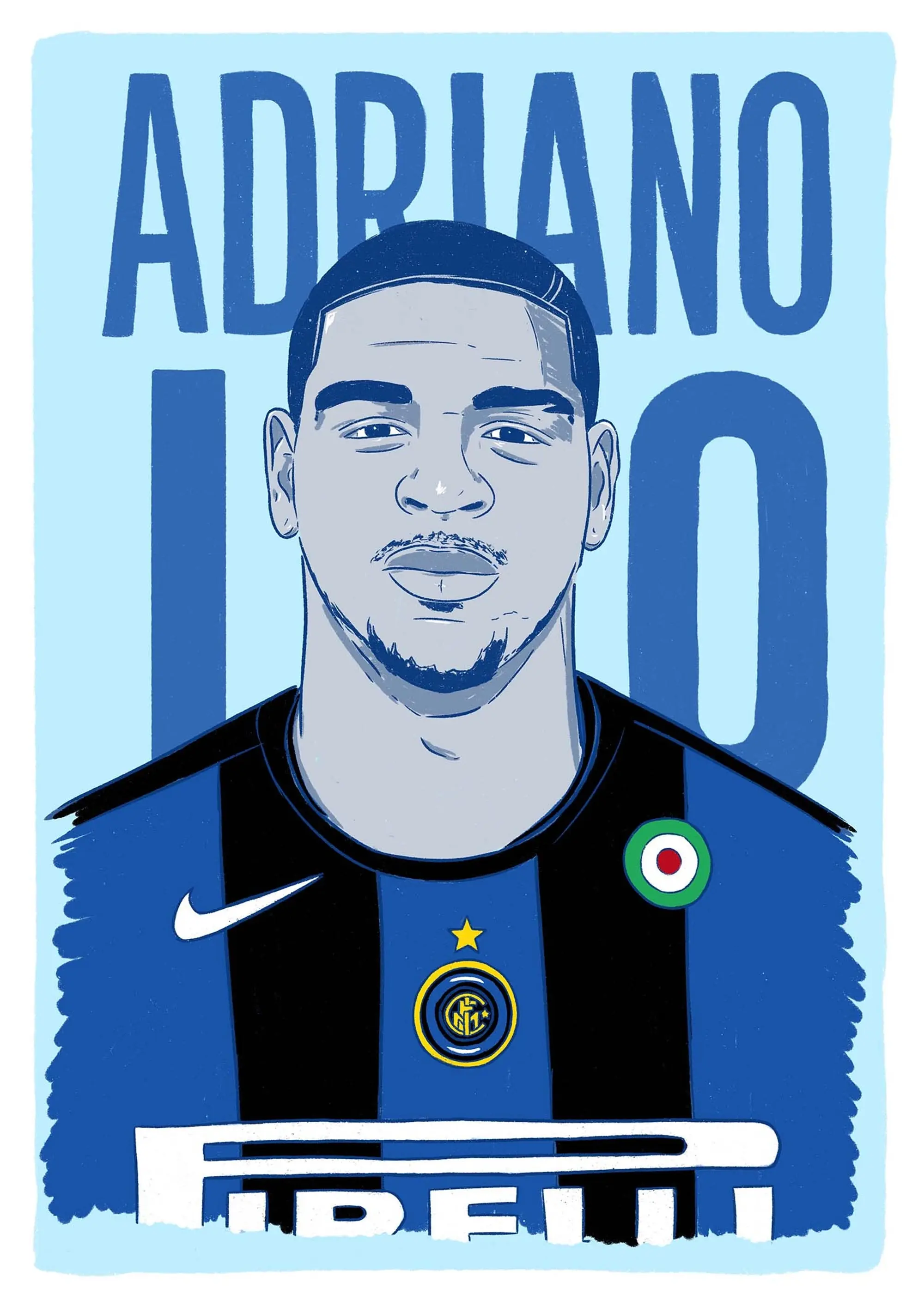 Accessories 2005-06 Inter Milan Adriano #10 Serie A Icons A3 Poster/Print