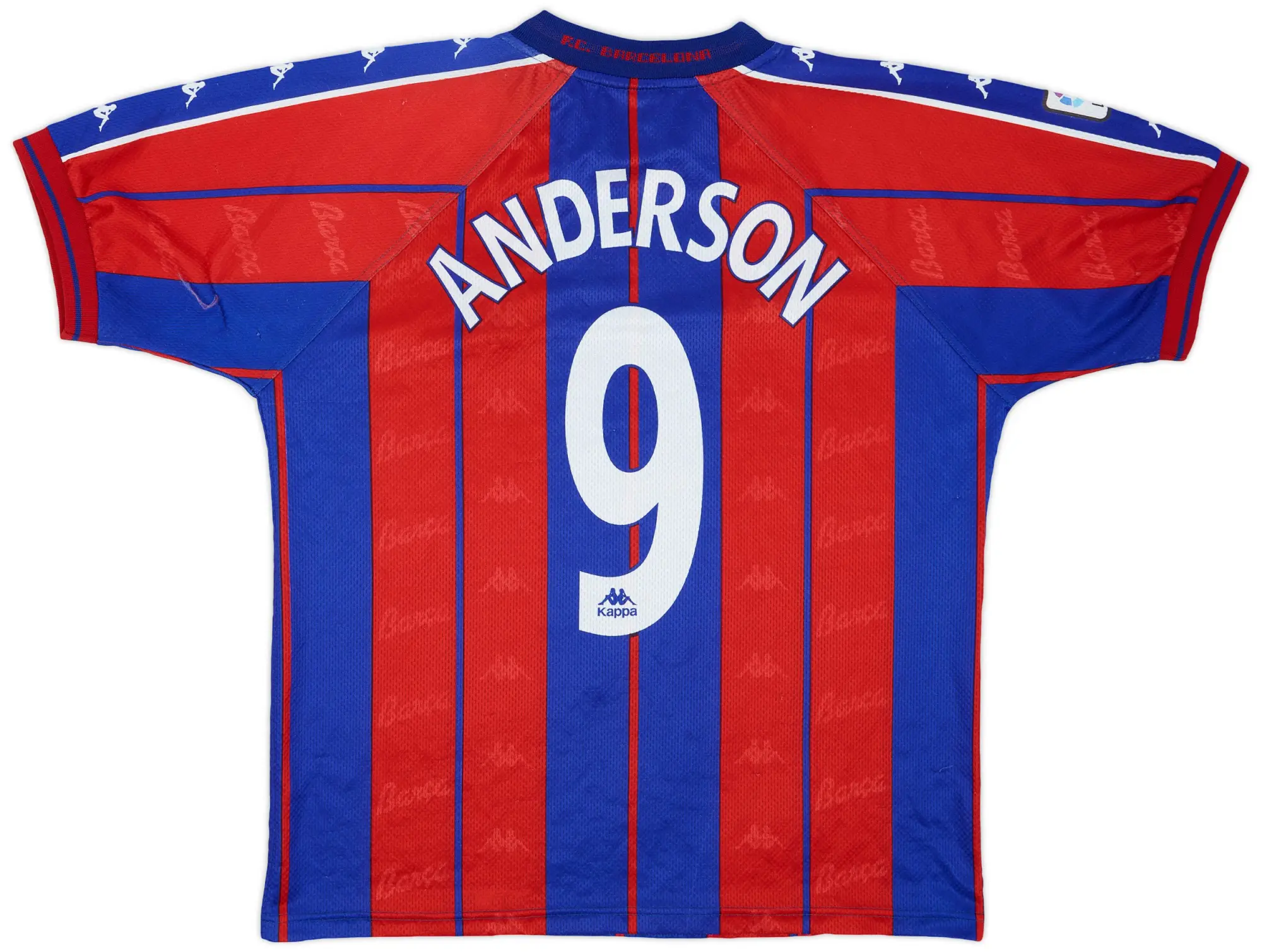 Kappa 1997-98 Barcelona Home Shirt Anderson #9 - 8/10 - (M)