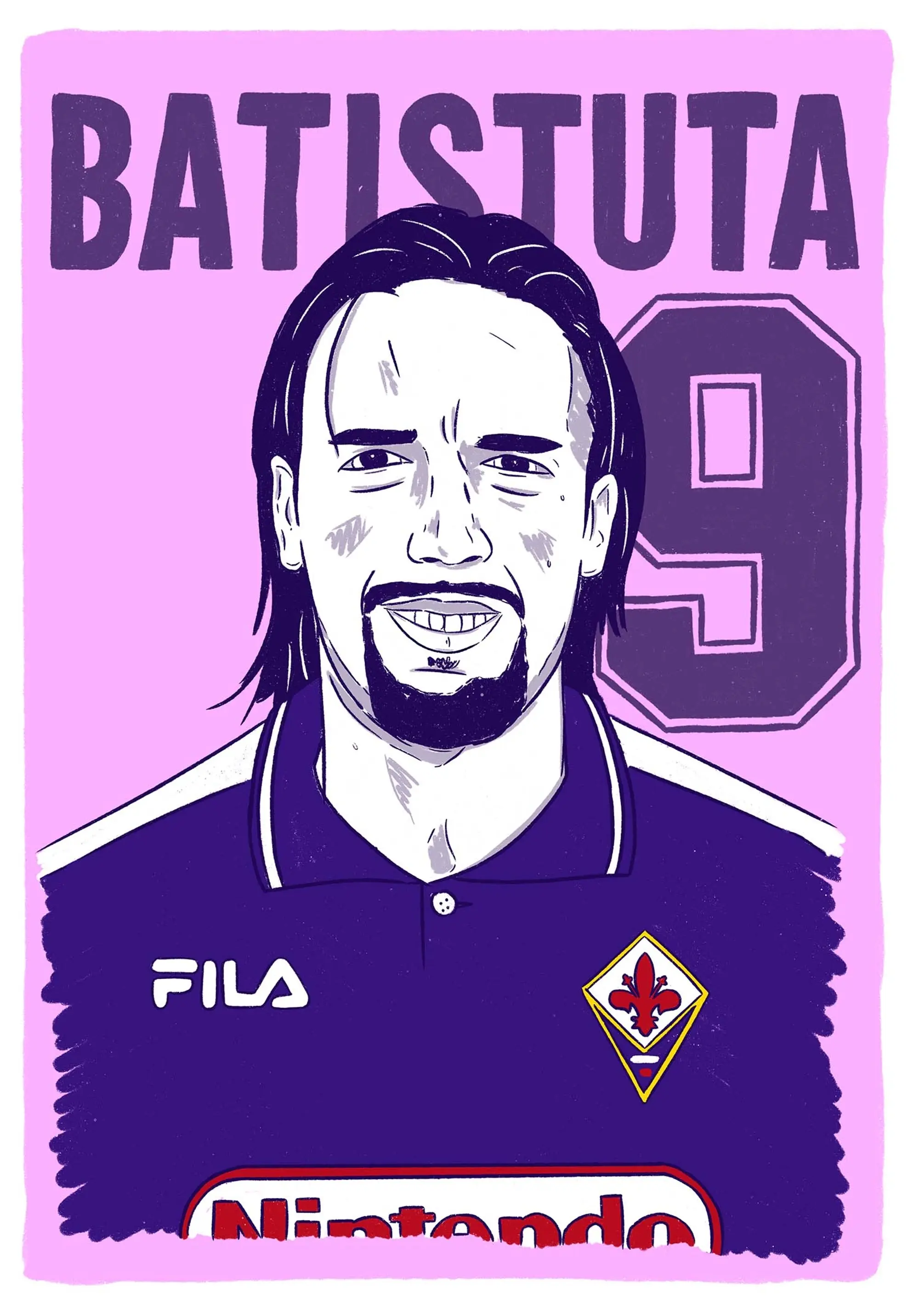 Accessories 1998-99 Fiorentina Batistuta #9 Serie A Icons A3 Print/Poster