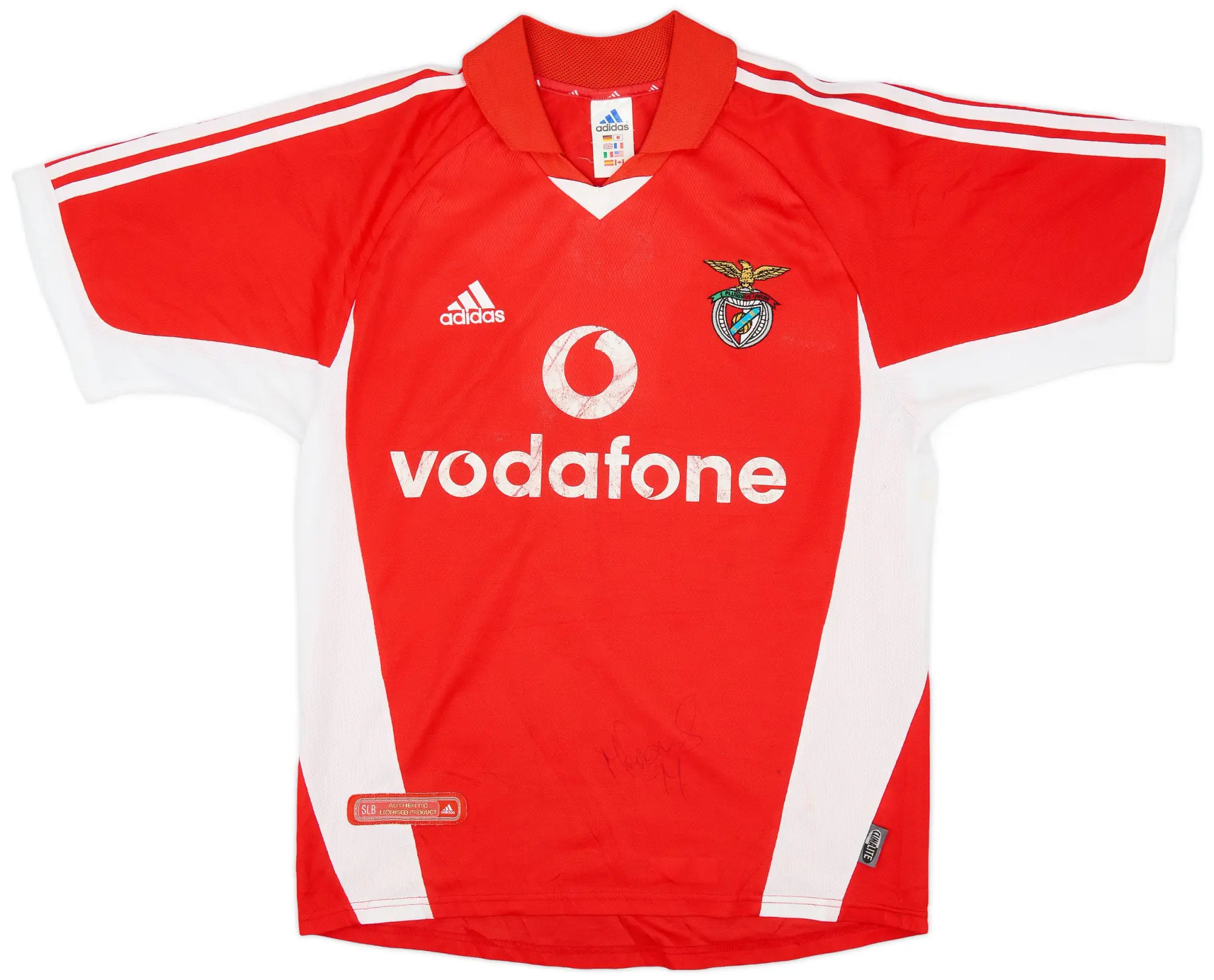 adidas 2001-02 Benfica Signed Home Shirt - 5/10 - (L)