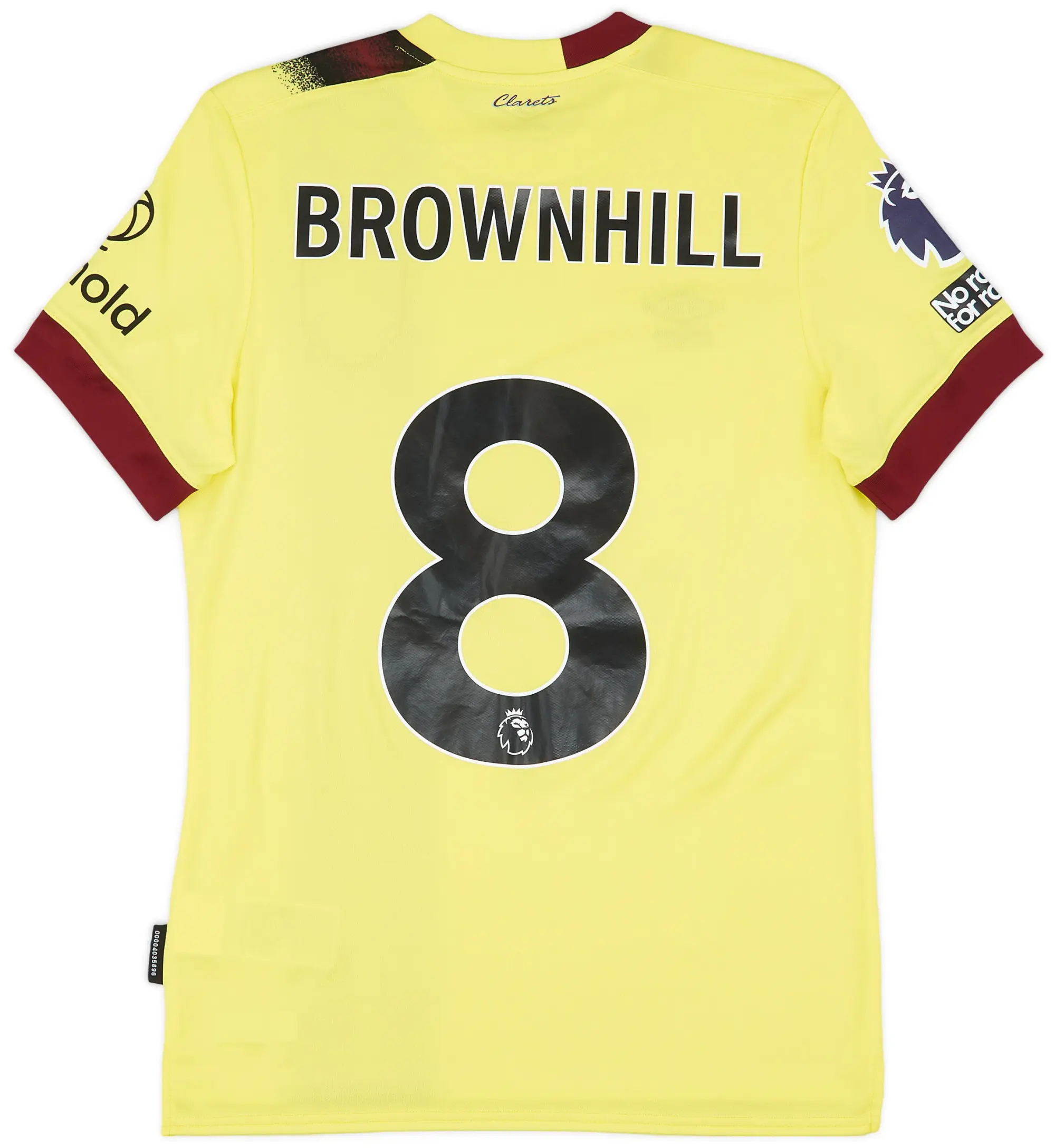 Umbro 2023-24 Burnley Match Issue Away Shirt Brownhill #8