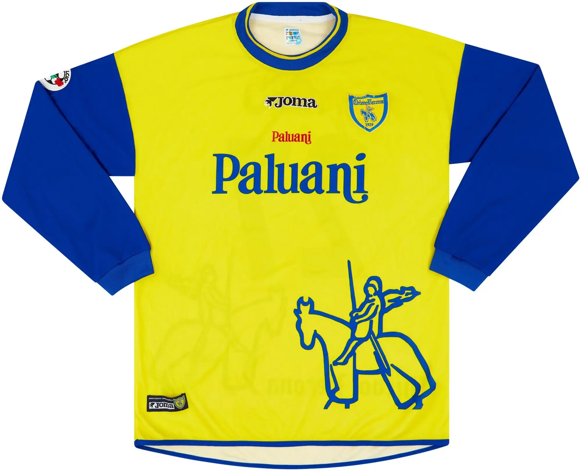 イタリア サッカー Joma Chievo Verona Joma 2002-03 Chievo Verona Match Issue Home L/S Shirt Moro
