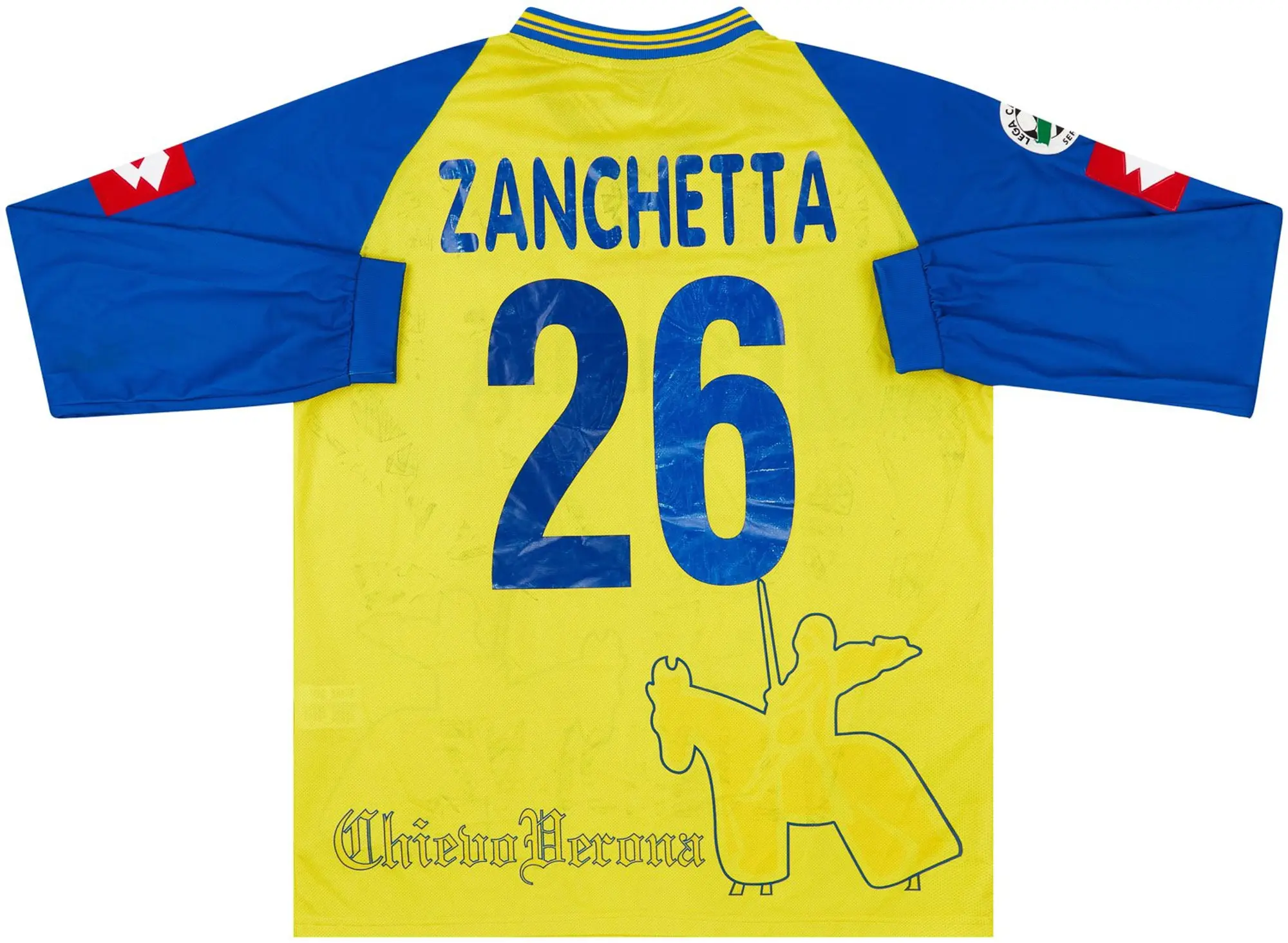 Lotto 2003-04 Chievo Verona Match Issue Home L/S Shirt Zanchetta #26 (v Brescia)