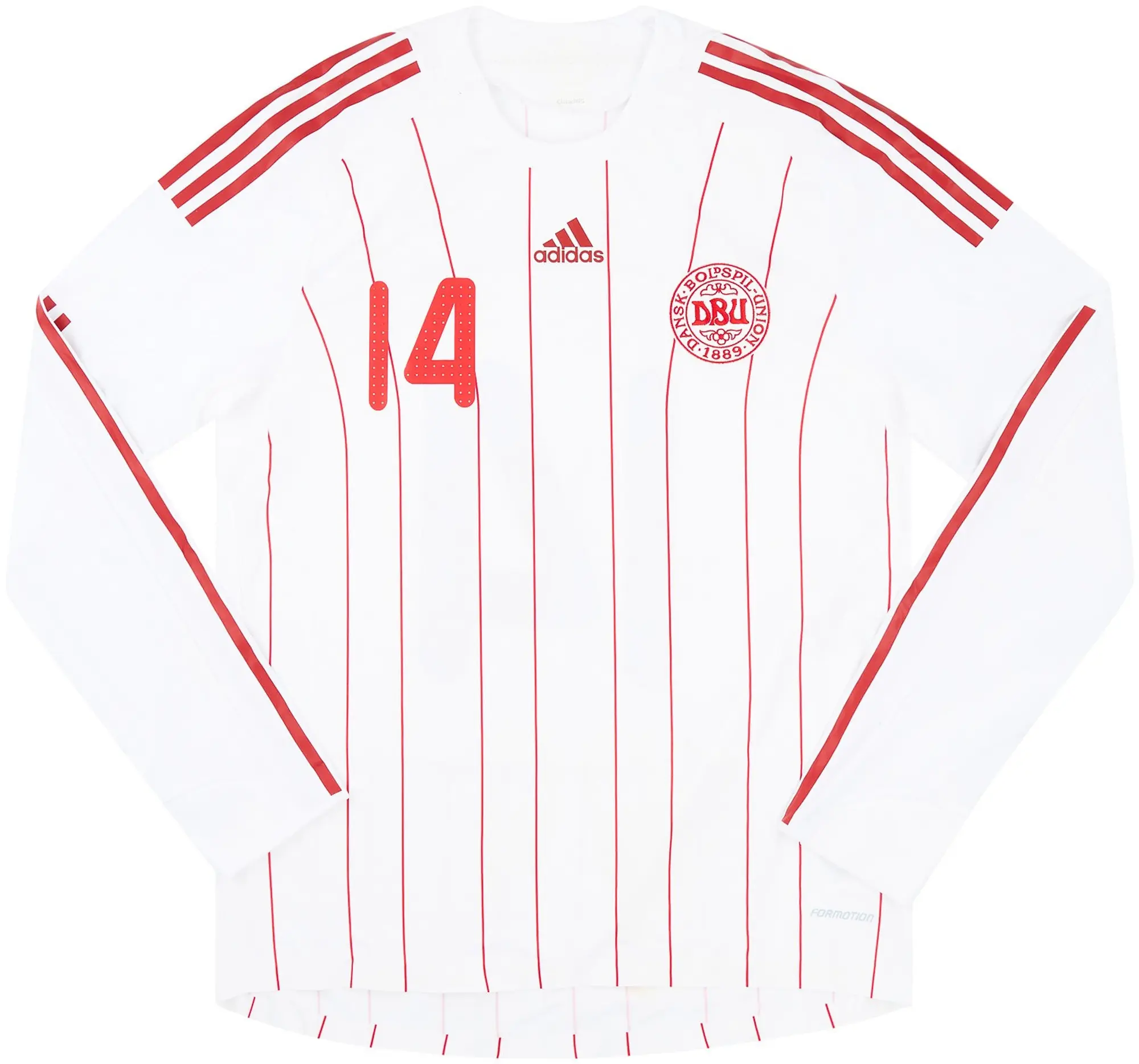 adidas 2008-10 Denmark Match Issue Away L/S Shirt #14