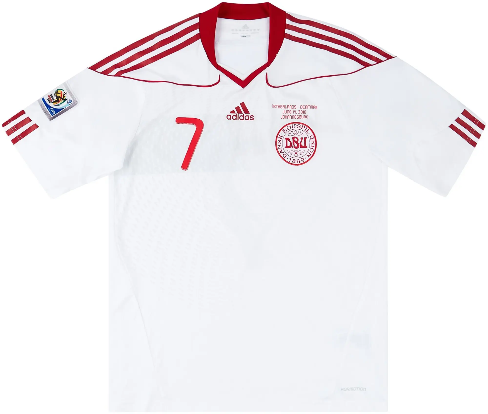 adidas 2010 Denmark Match Issue World Cup Away Shirt Jensen #7 (v Holland)