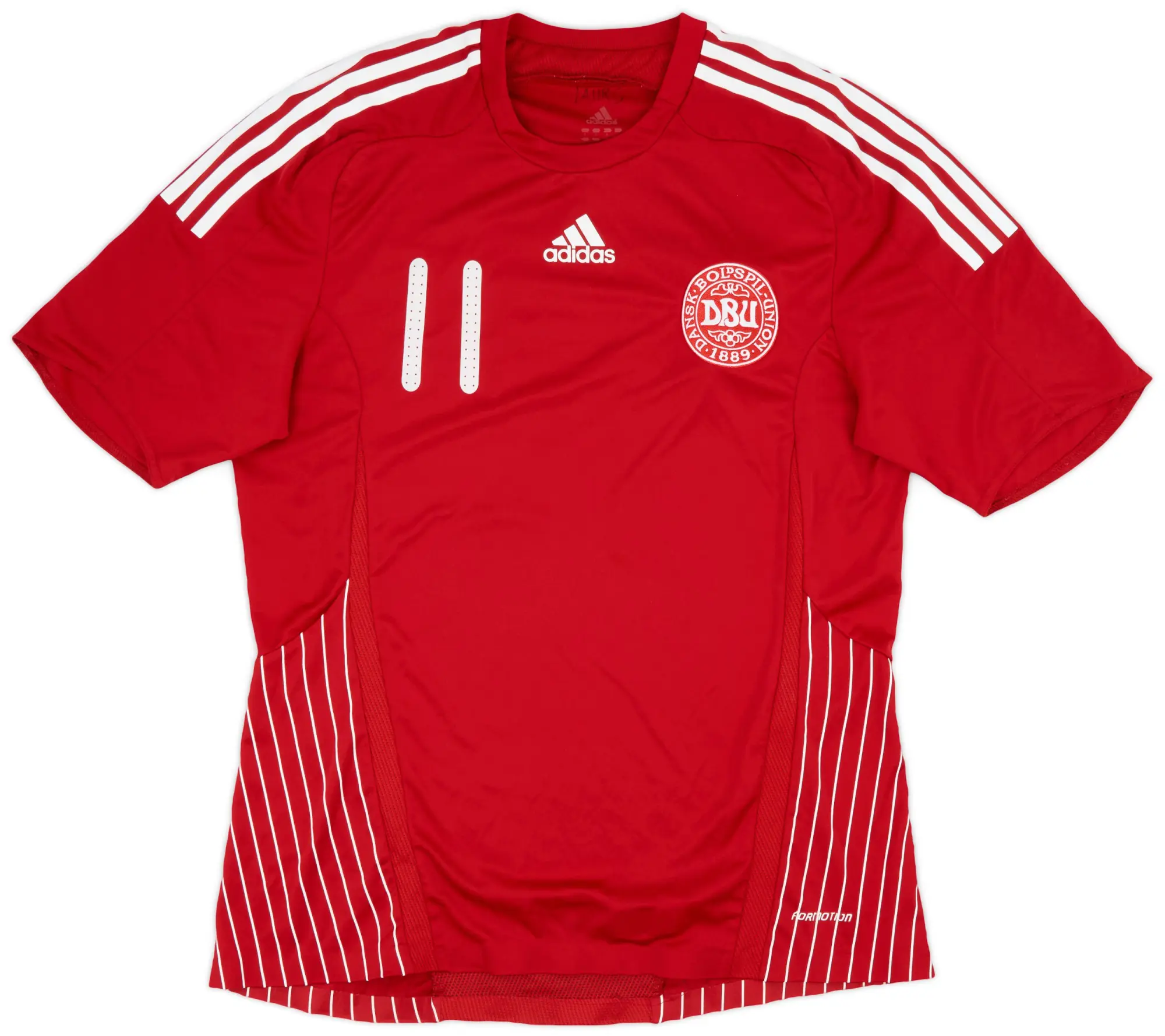 adidas 2007-10 Denmark Player Issue Home Shirt #11 - 8/10 - (L)
