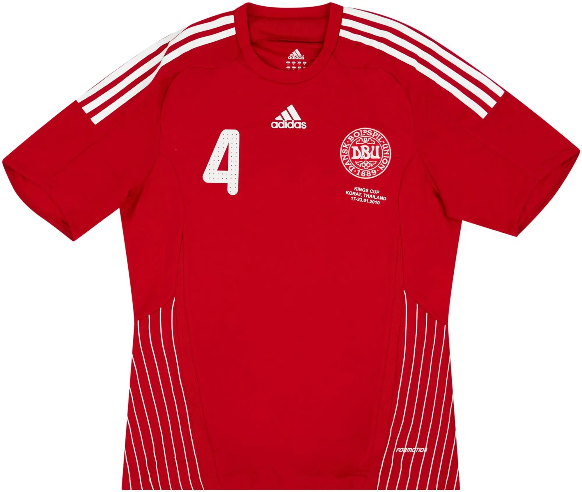 adidas 2010 Denmark Match Issue Kings Cup Home Shirt #4 (Borring) v Poland