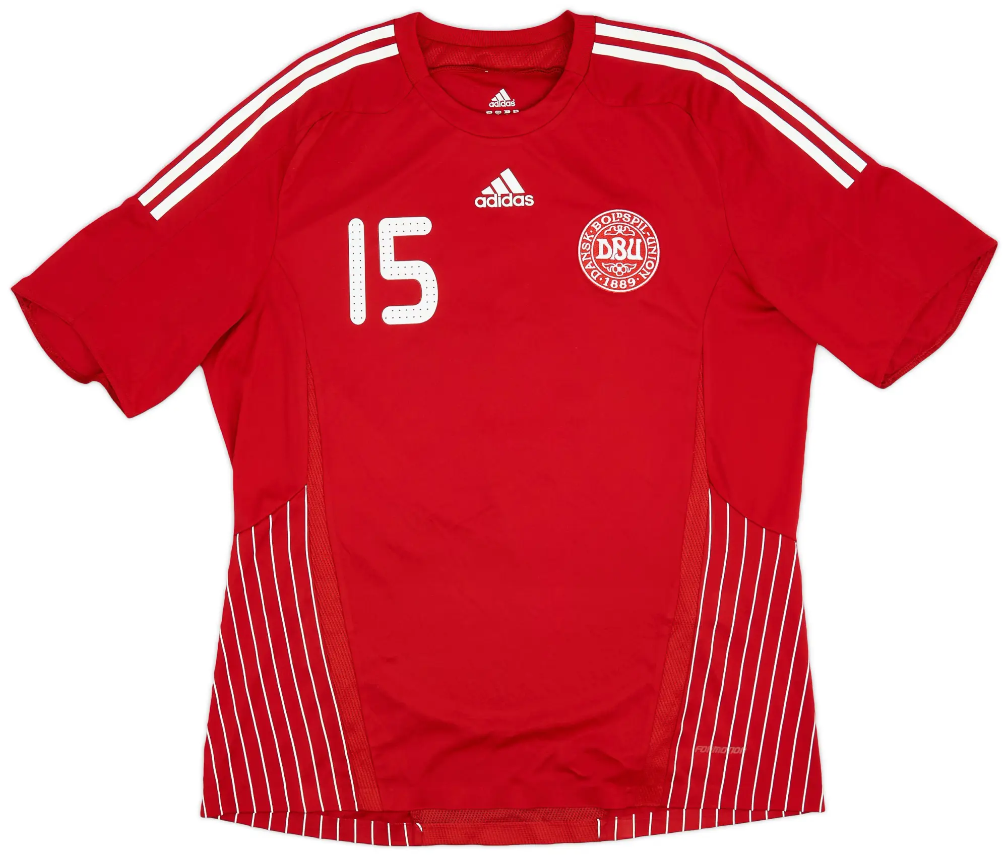 adidas 2007-10 Denmark Player Issue Home Shirt #15 - 8/10 - (L)