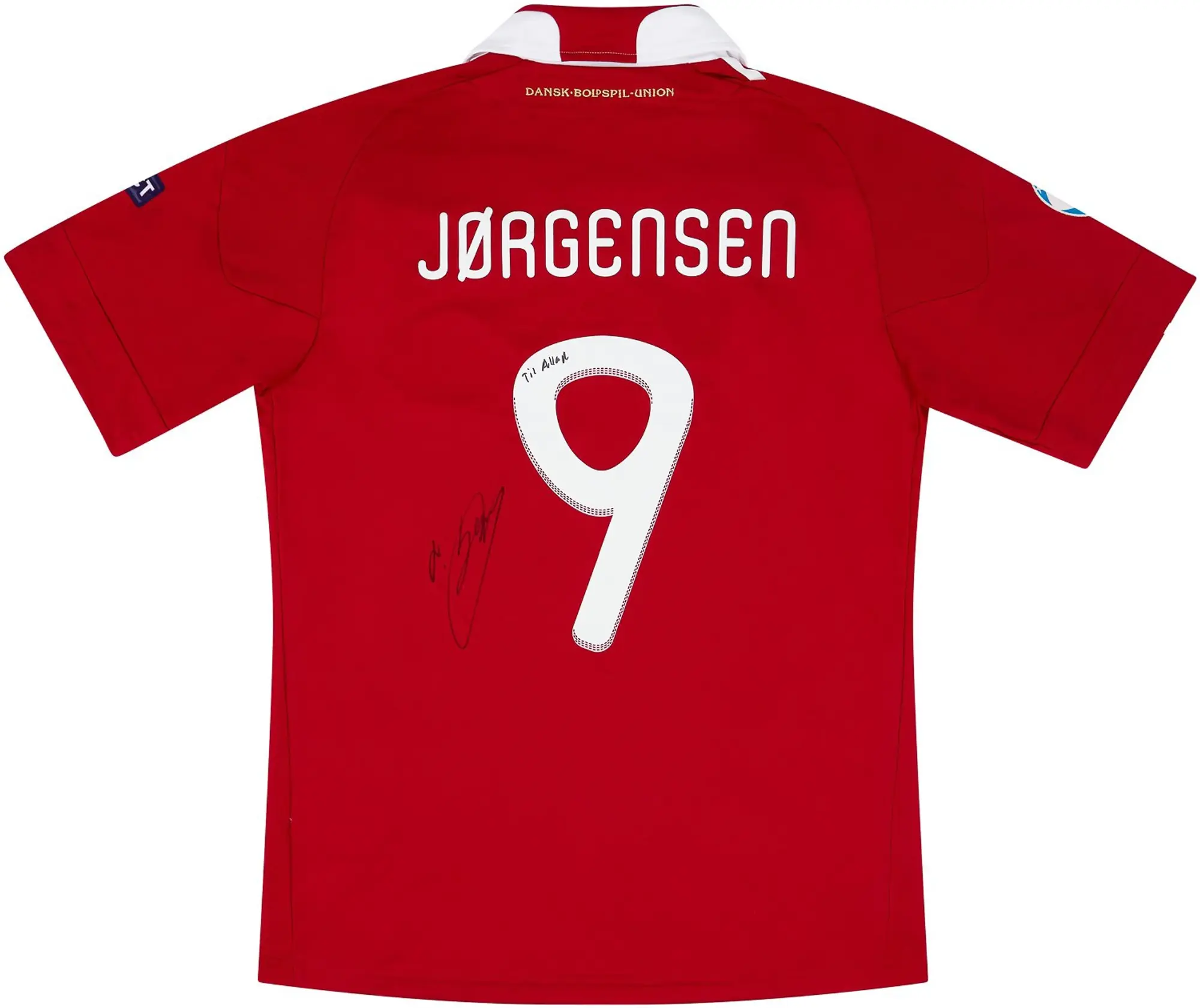 adidas 2011 Denmark U-21 Match Issue European Championship Signed Home Shirt Jorgensen #9
