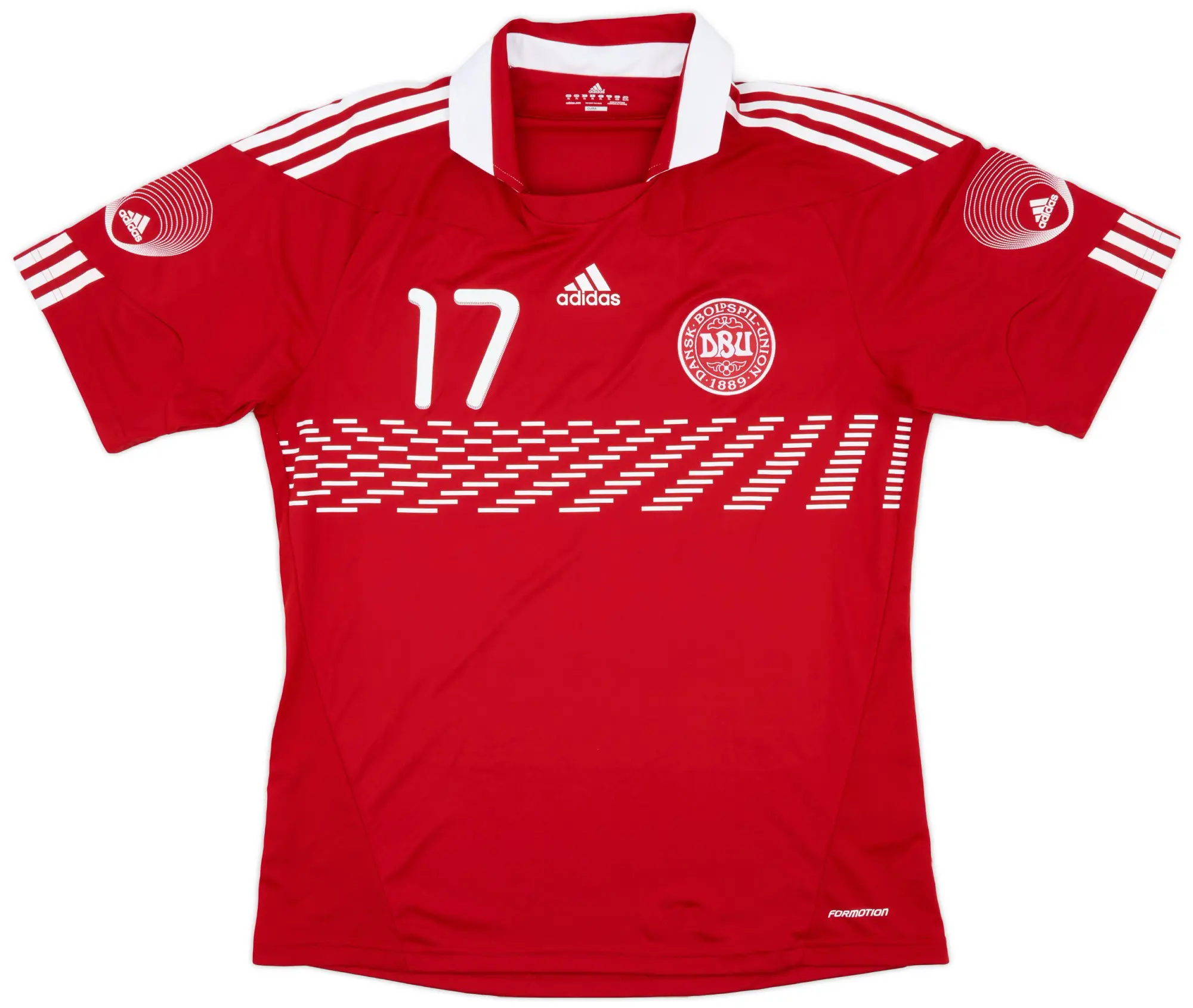 adidas 2010-11 Denmark Player Issue Home Shirt #17 - 10/10 - (XL)