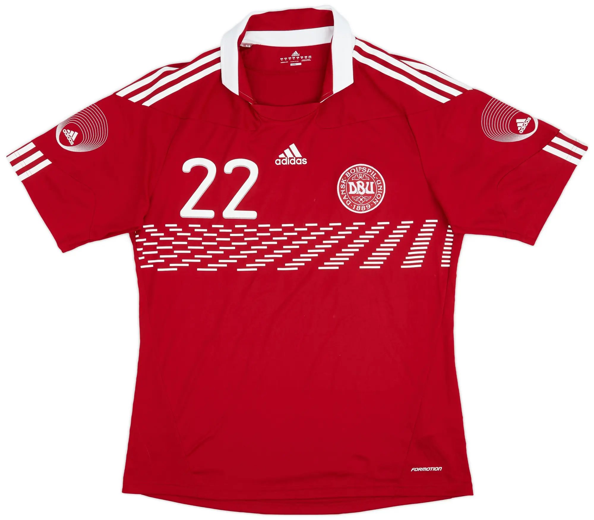 adidas 2010-11 Denmark Player Issue Home Shirt #22 - 8/10 - (XL)
