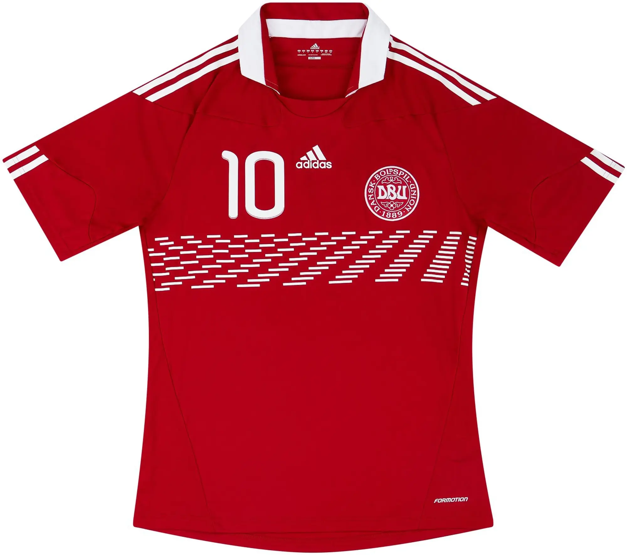 adidas 2010-11 Denmark Match Issue Home Shirt #10 (Rommedahl)