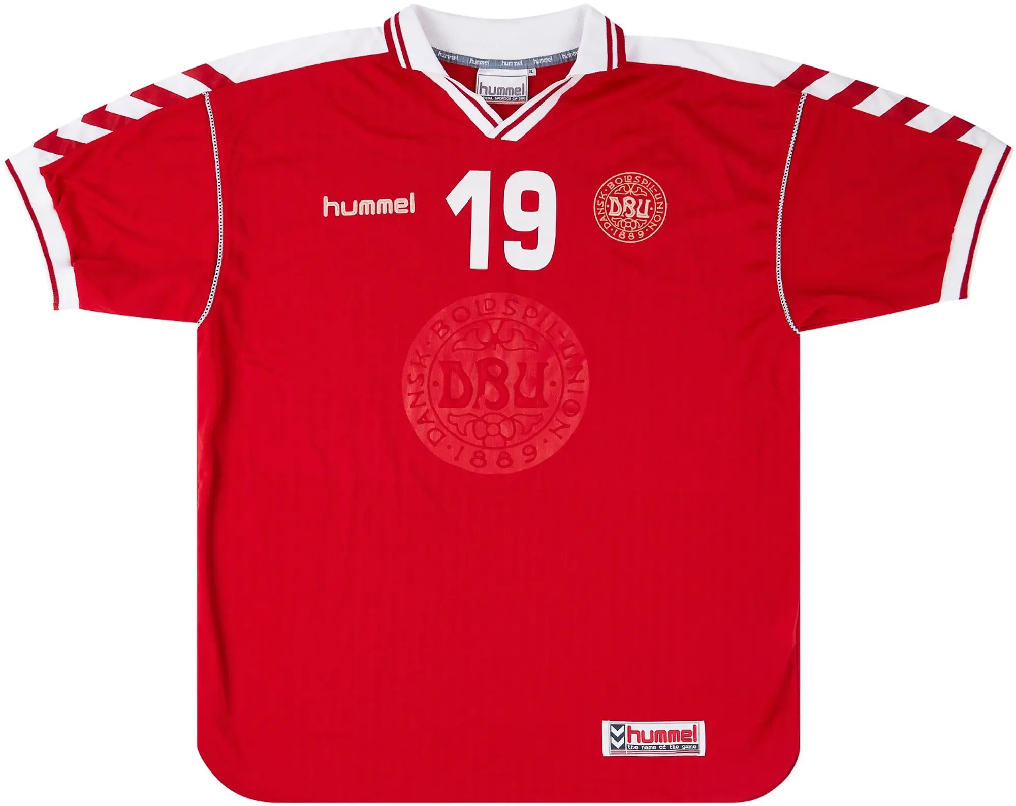 Hummel 1998-00 Denmark Match Issue Home Shirt #19