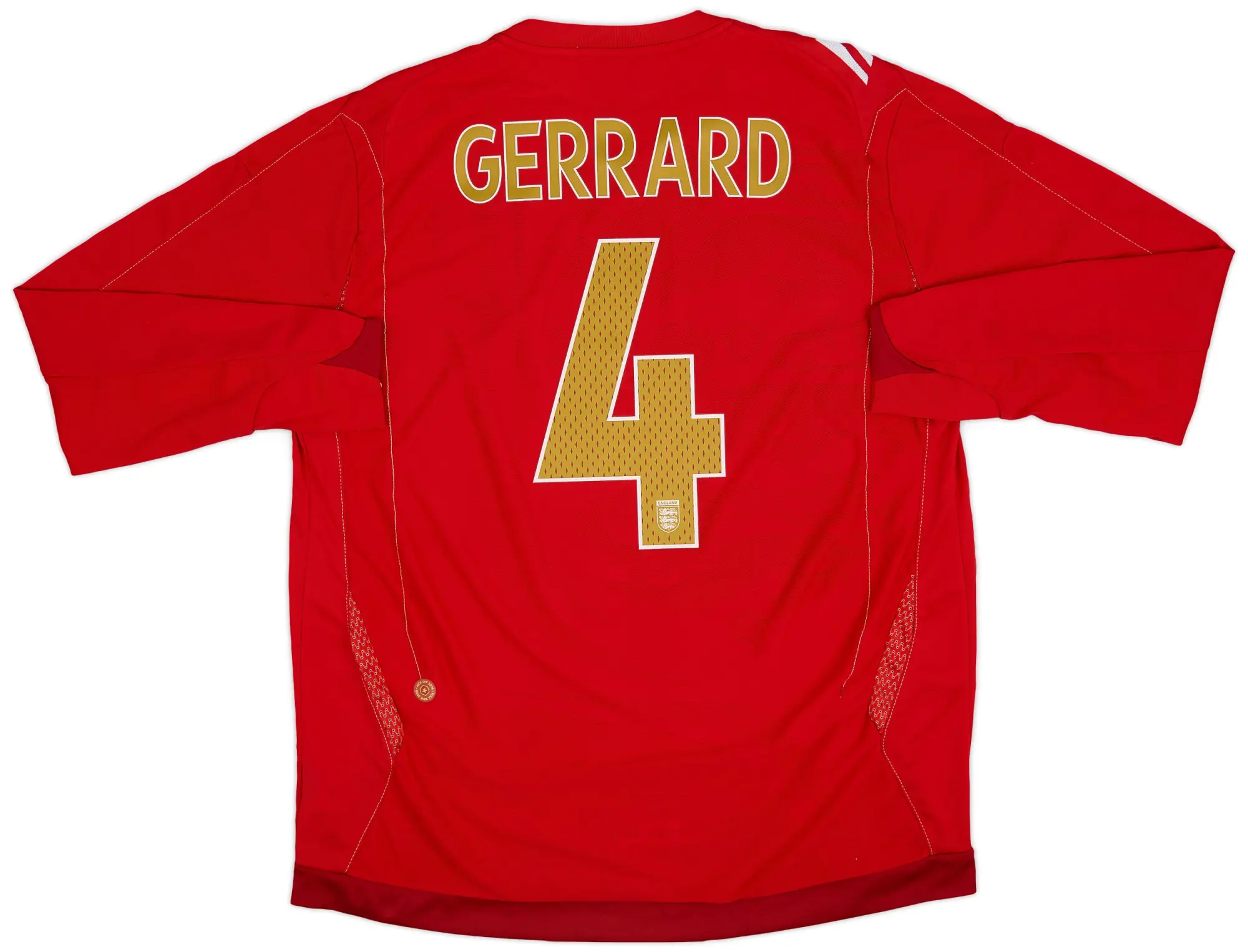 Umbro 2006-08 England Away L/S Shirt Gerrard #4 - 8/10 - (XL)