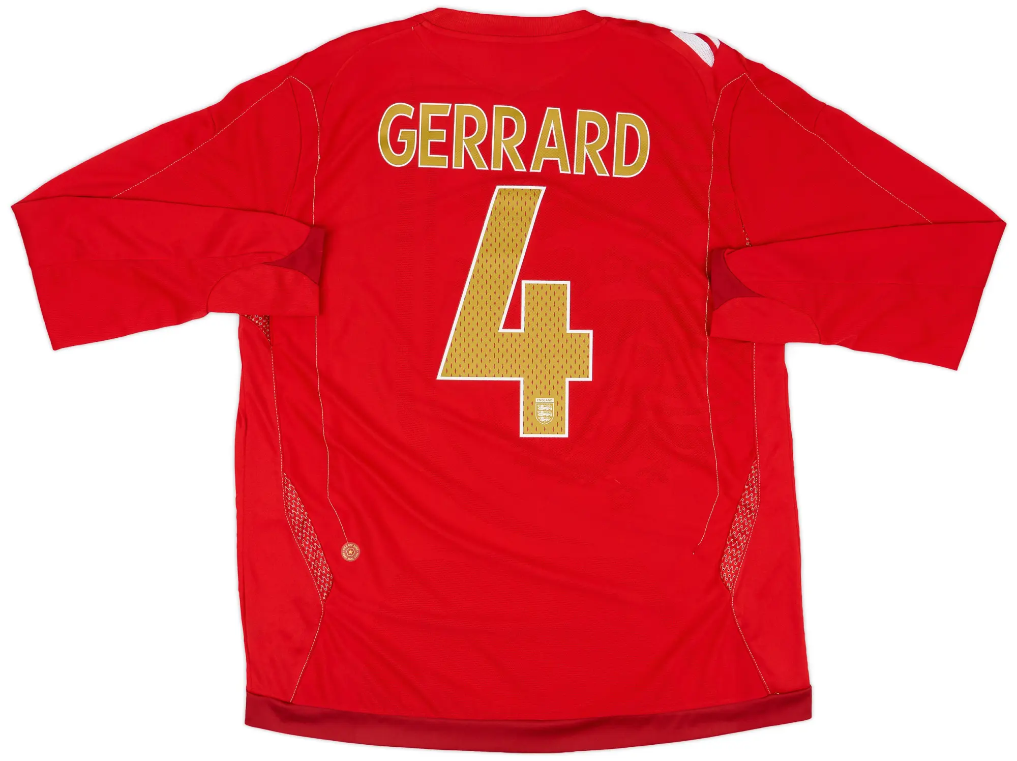 Umbro 2006-08 England Away L/S Shirt Gerrard #4 - 9/10 - (XL)