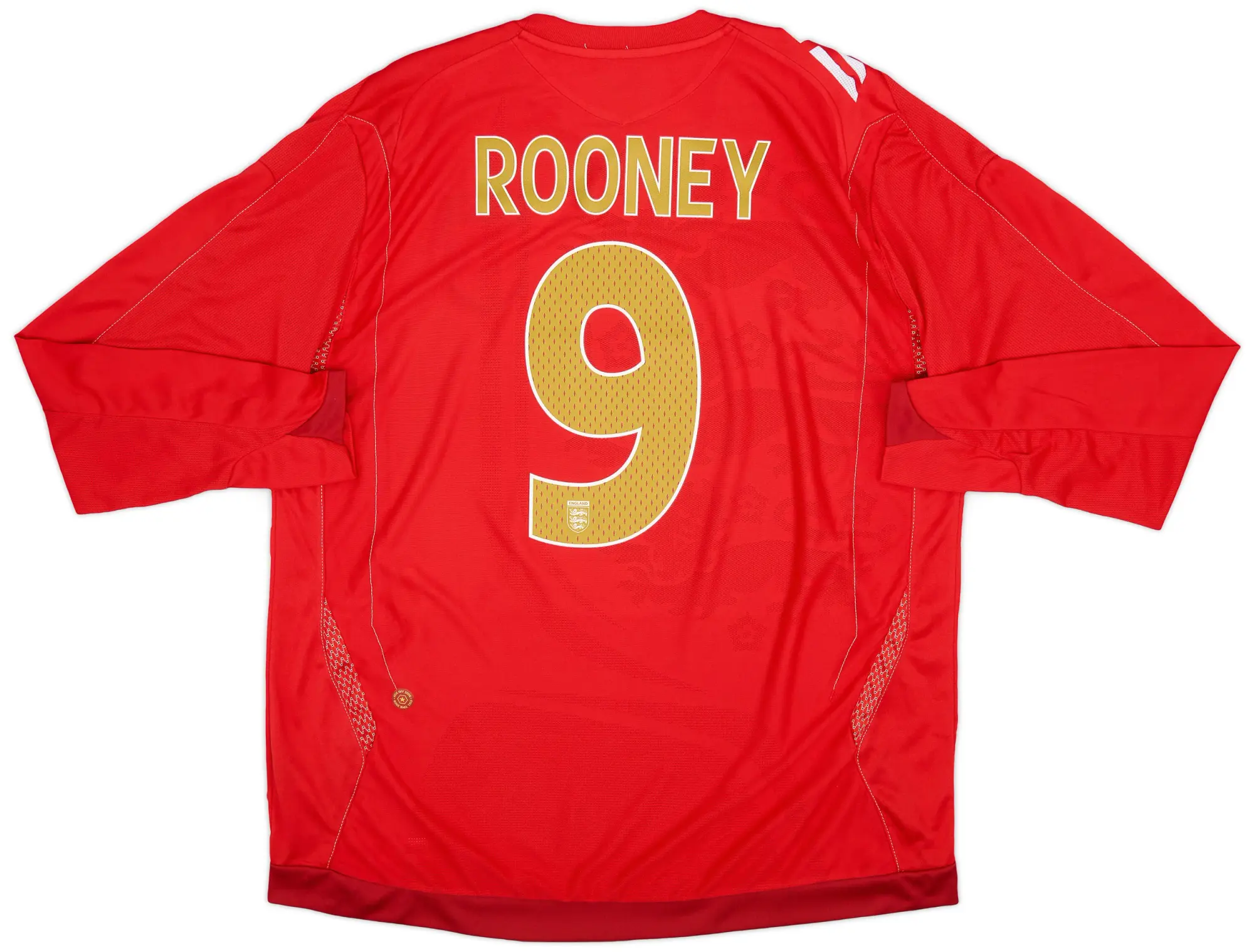 Umbro 2006-08 England Away L/S Shirt Rooney #9 - 9/10 - (XL)