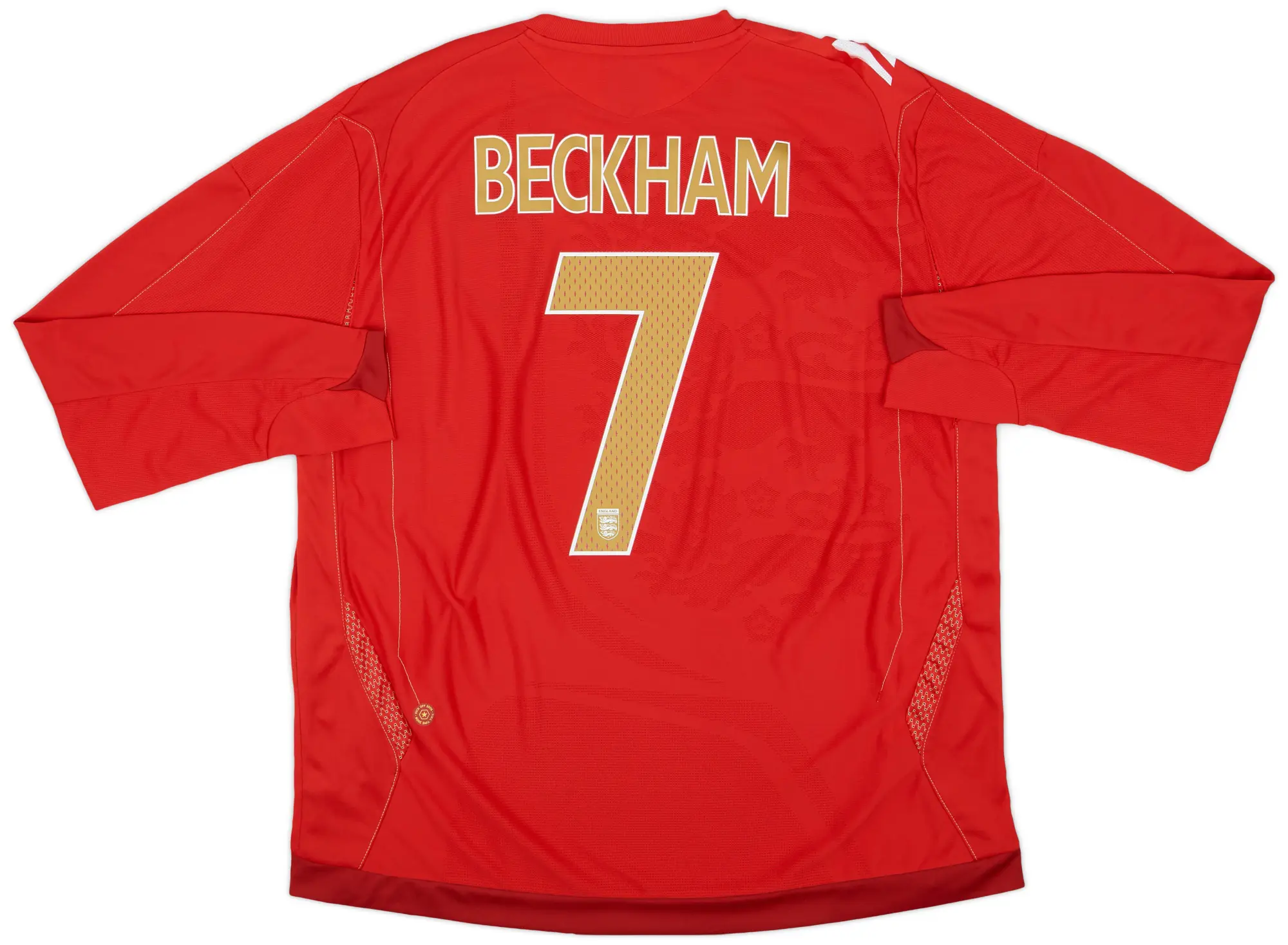 Umbro 2006-08 England Away L/S Shirt Beckham #7 (XXL)