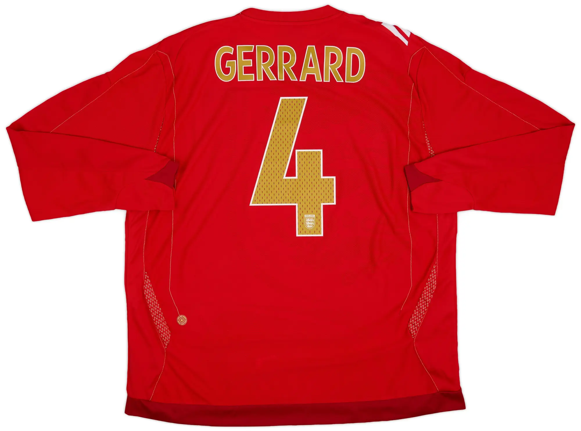 Umbro 2006-08 England Away L/S Shirt Gerrard #4 - 8/10 - (XXL)