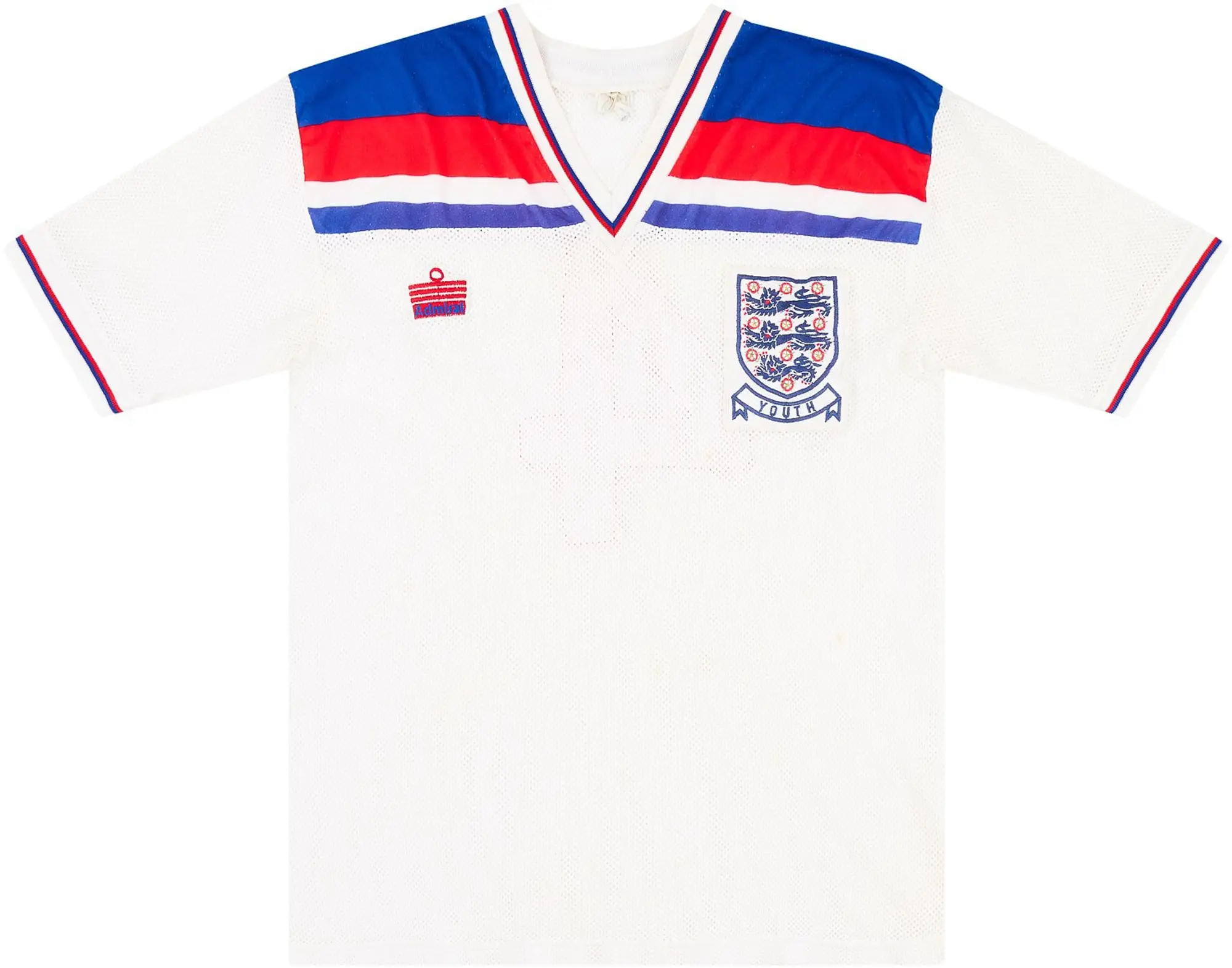 Admiral 1980-83 England U-18 Match Issue Home Shirt #4