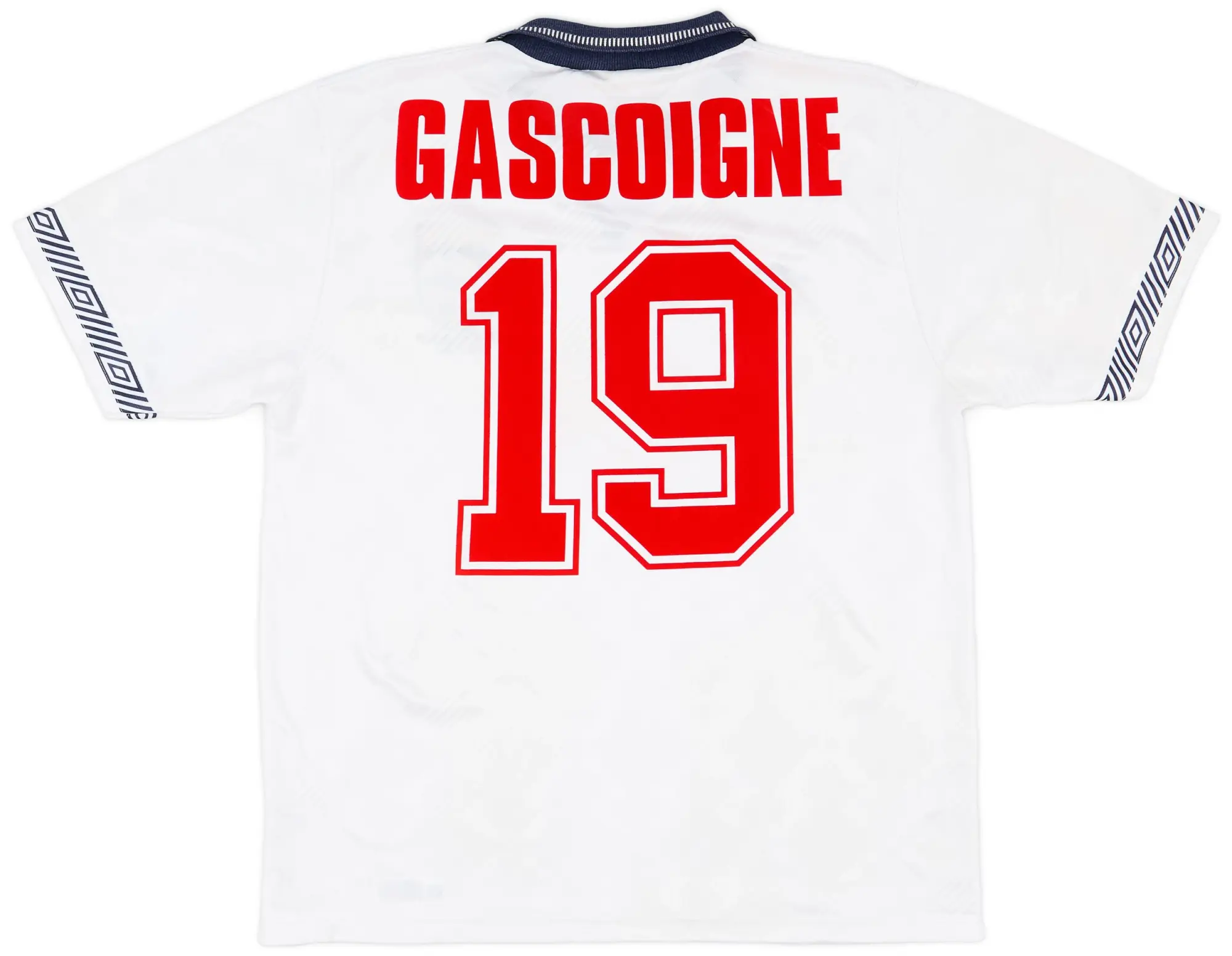Umbro 1990-92 England Home Shirt Gascoigne #19 - 9/10 - (L)