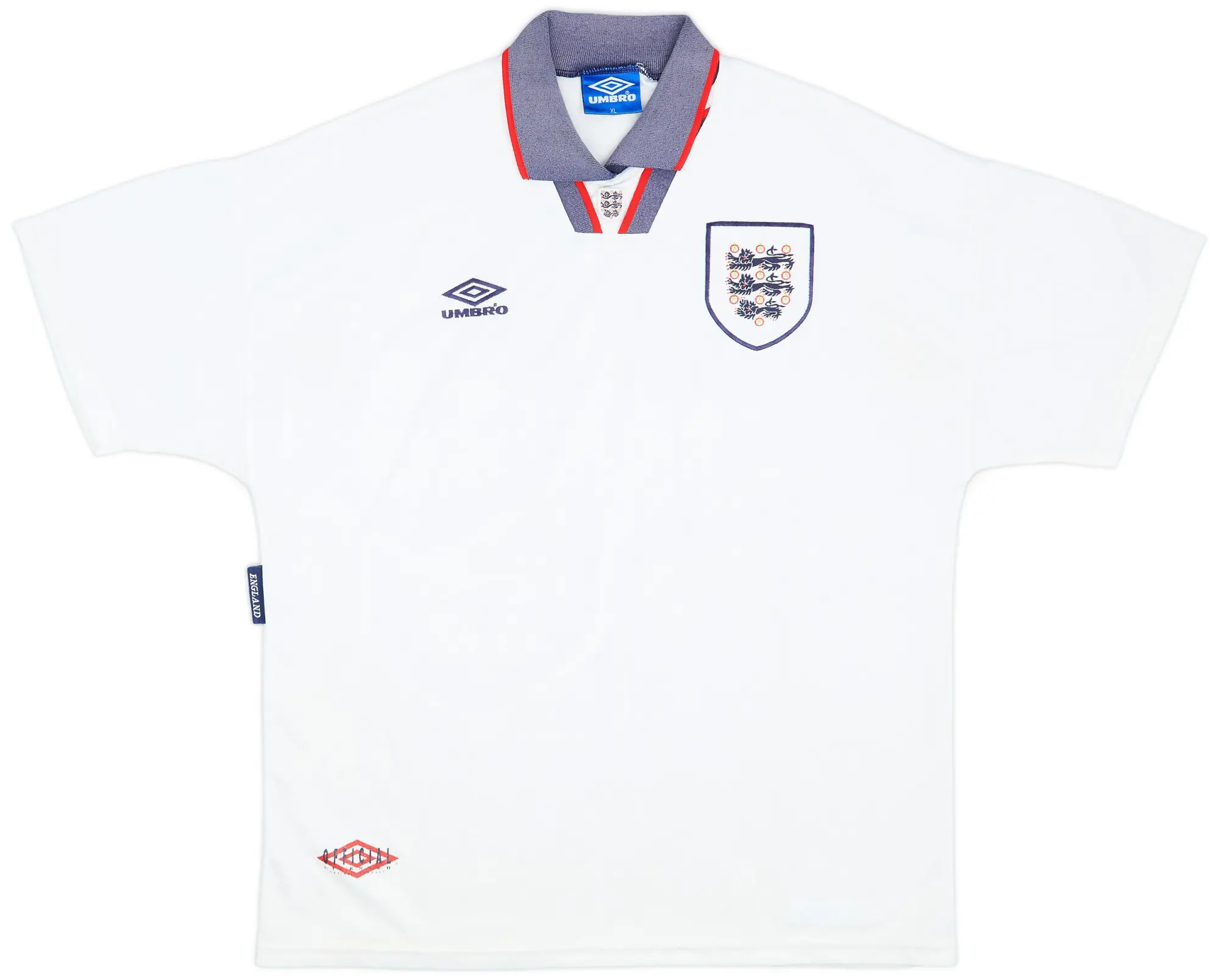 Umbro 1993-95 England Home Shirt - 9/10 - (XL)