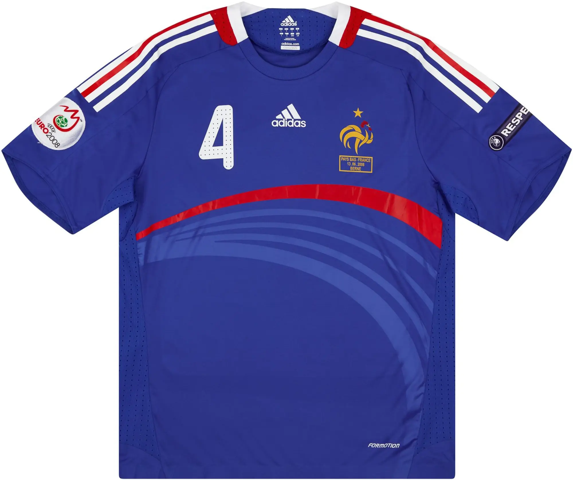 adidas 2008 France Match Issue European Championship Home Shirt Flamini #4 (v Netherlands)