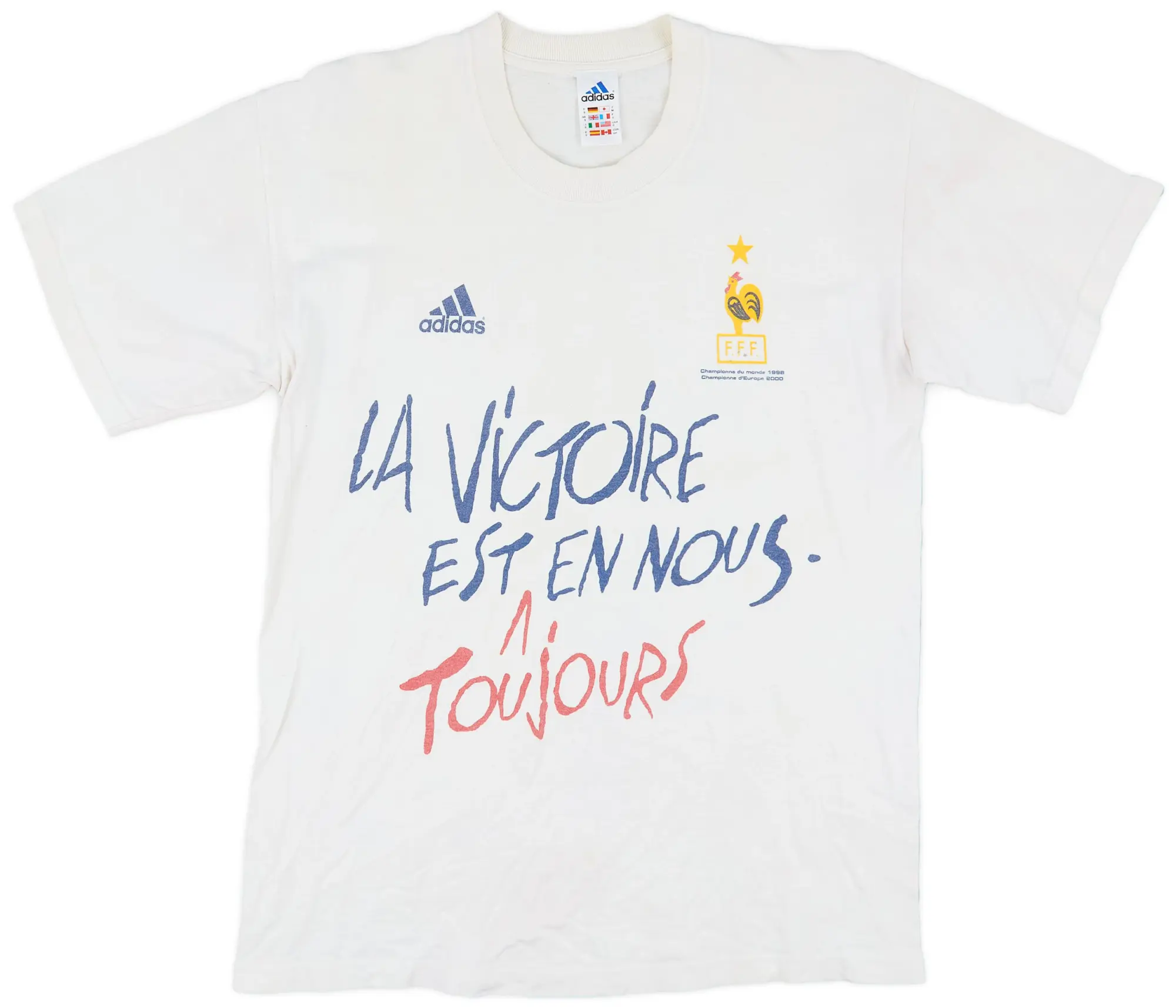 2000 France adidas 'Champions d'Europe 2000' Graphic Tee - 8/10 - (S)