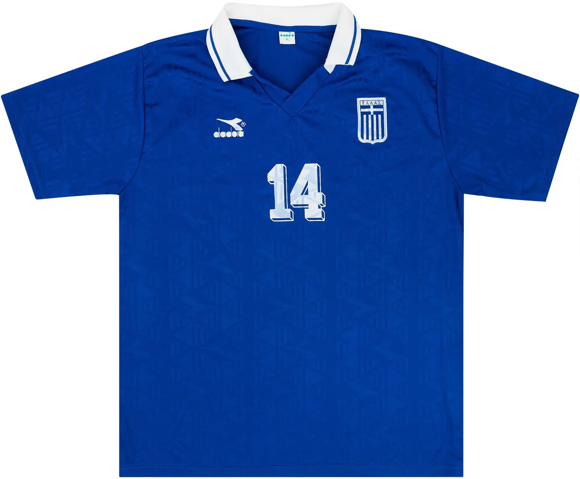 Diadora 1996 Greece Match Worn Home Shirt #16 (Niniadis) v Denmark