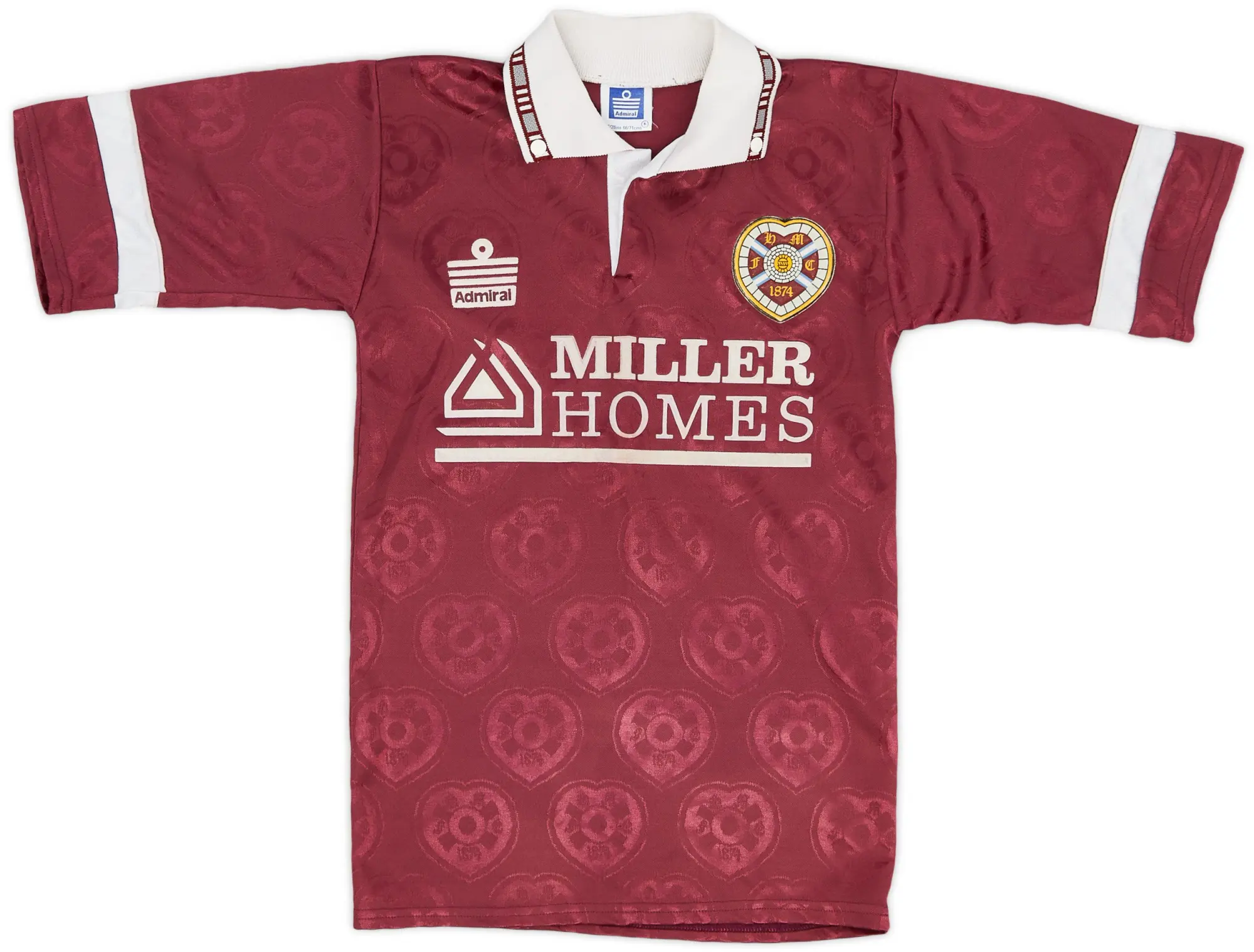 Admiral 1991-92 Hearts Home Shirt - 9/10 - (XS.Boys)