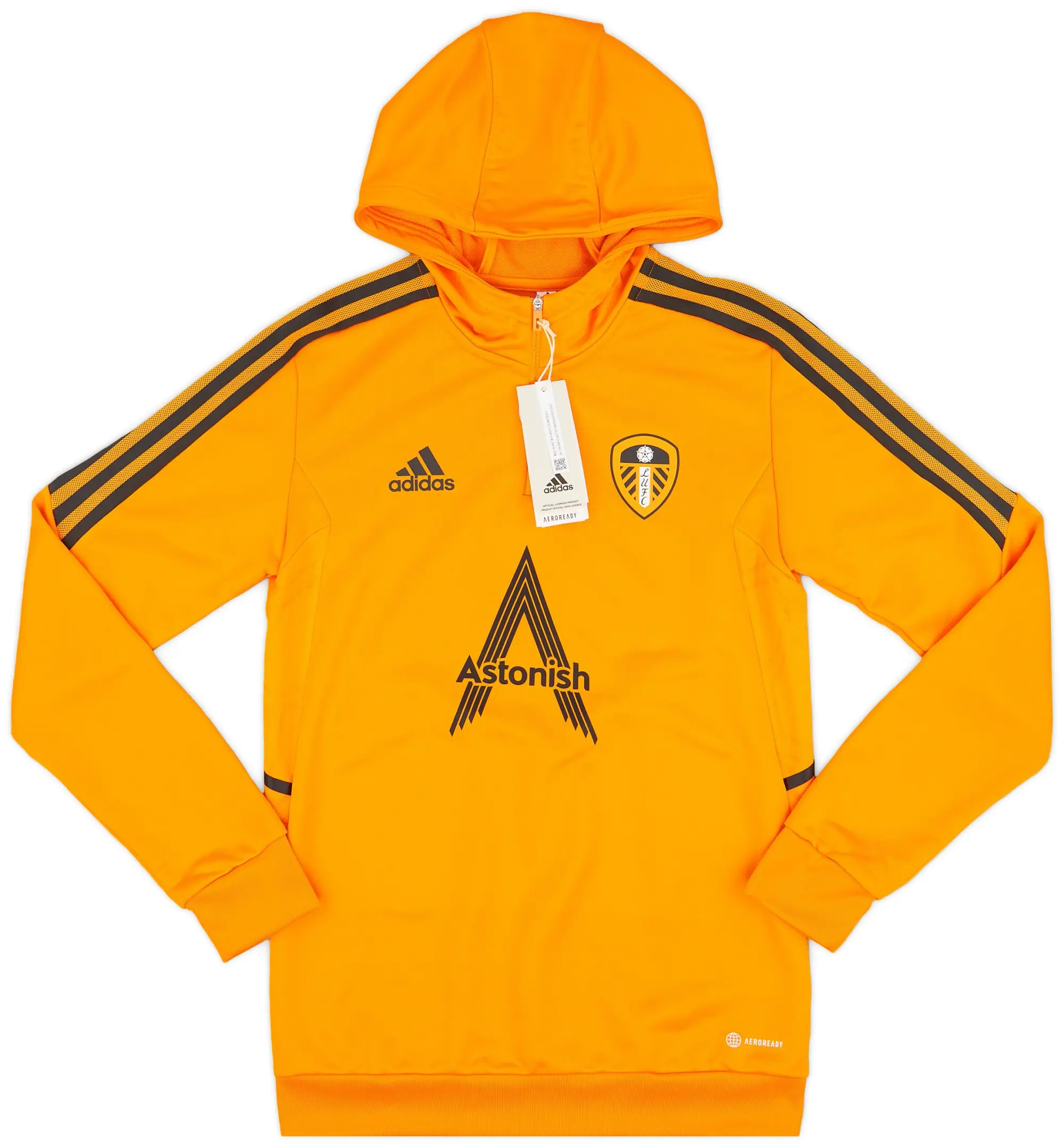 adidas 2022-23 Leeds United Player Issue 1/4 Zip Hooded Jacket (S)