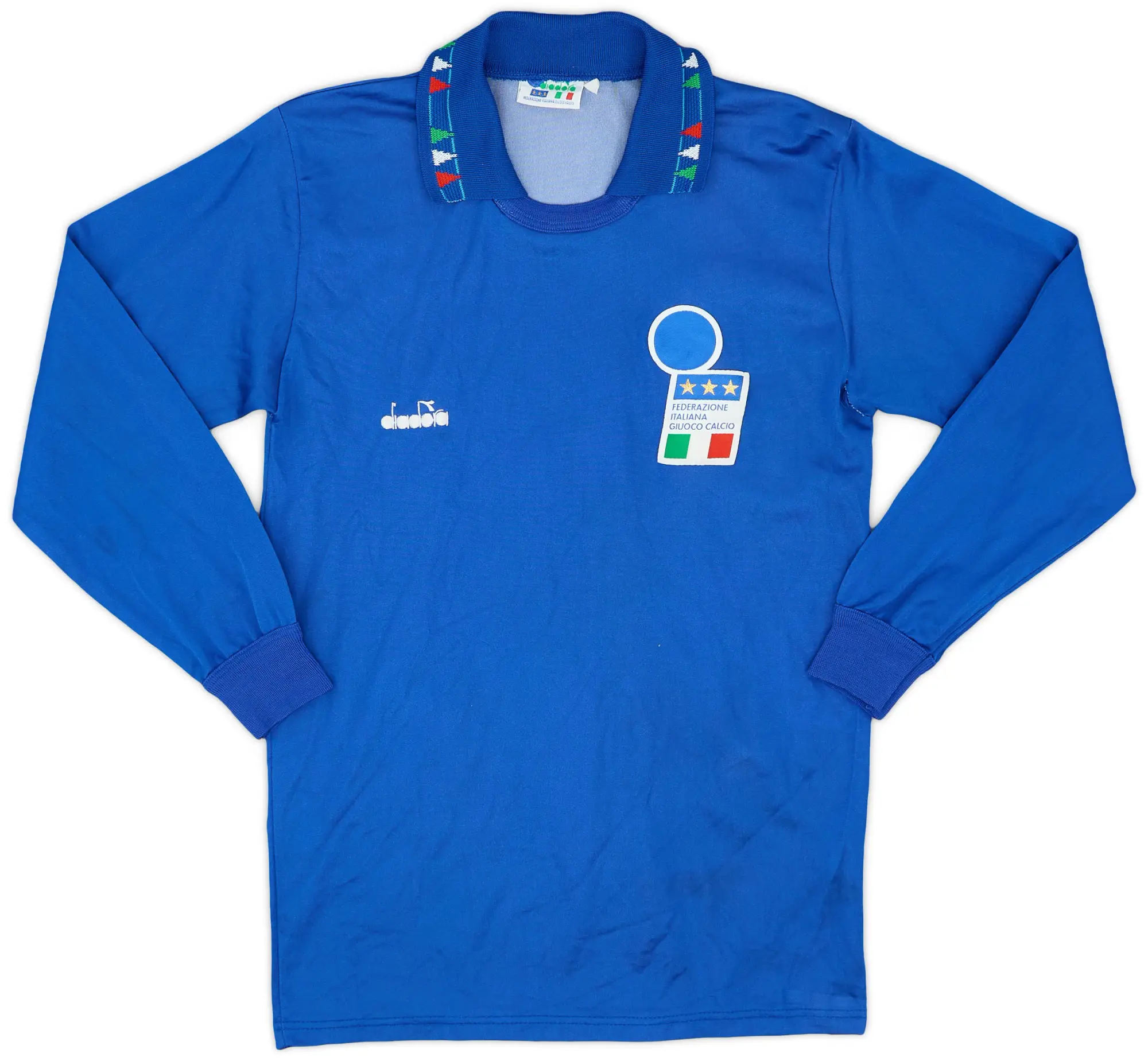 Diadora 1992-93 Italy Home L/S Shirt - 9/10 - (XL.Boys)