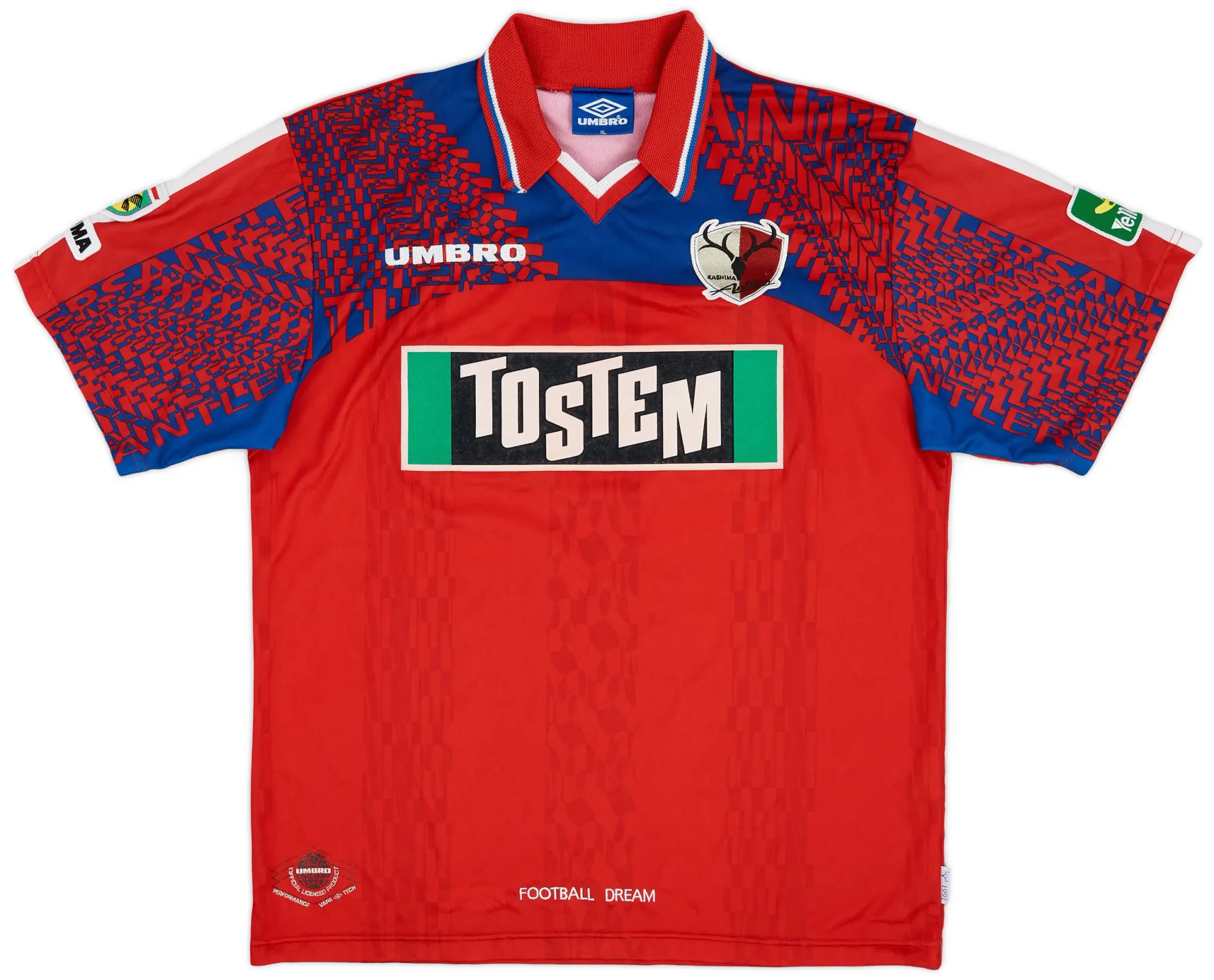 Umbro 1997 Kashima Antlers Home Shirt - 8/10 - (L)