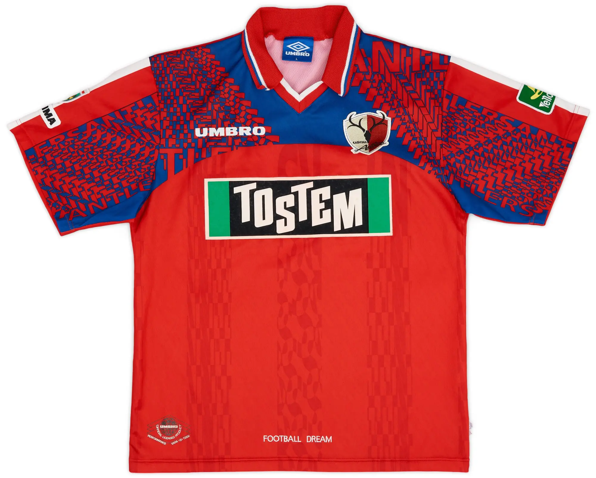 Umbro 1997 Kashima Antlers Home Shirt - 9/10 - (L)