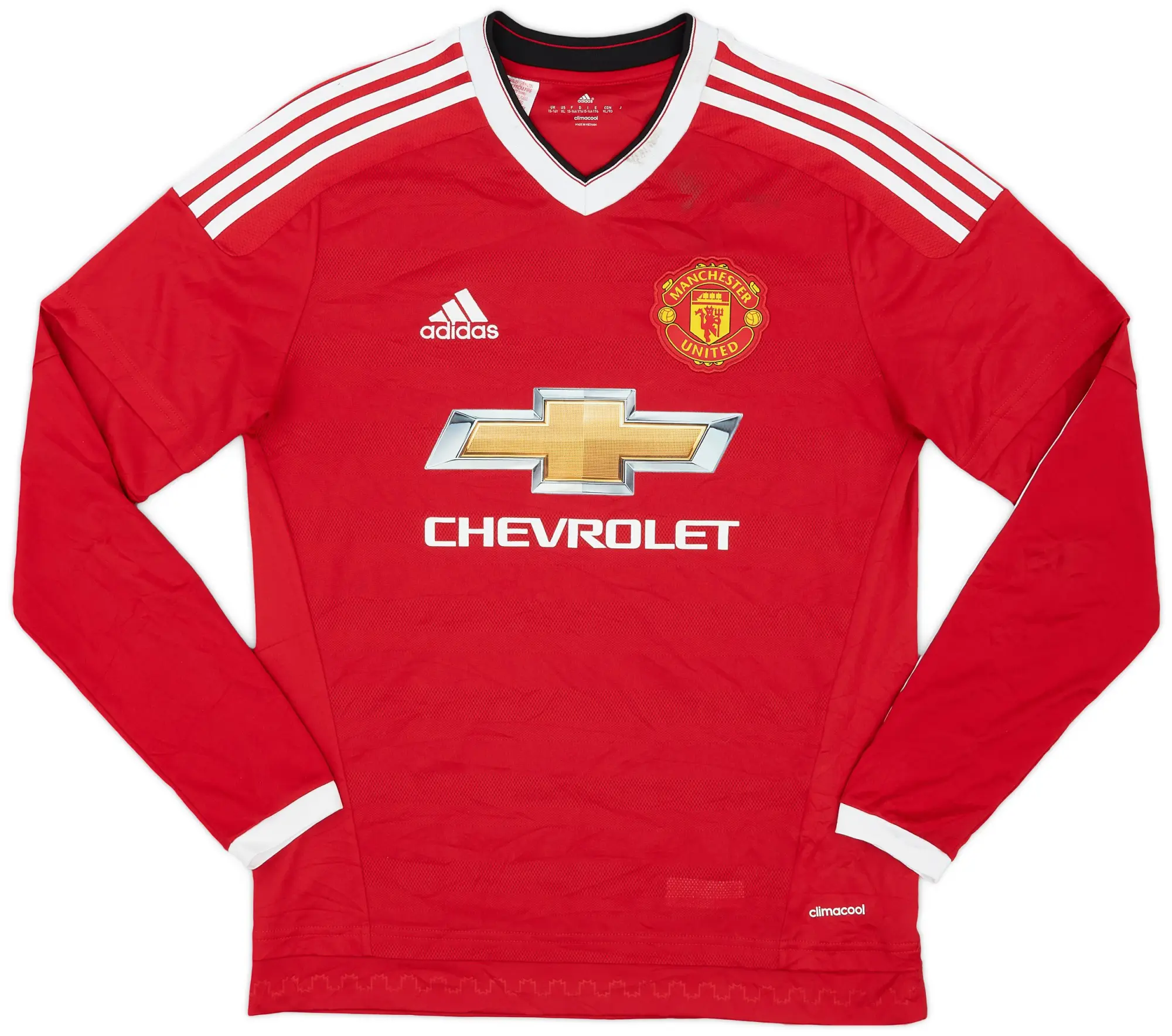 adidas 2015-16 Manchester United Home L/S Shirt - 6/10 - (XL.Boys)