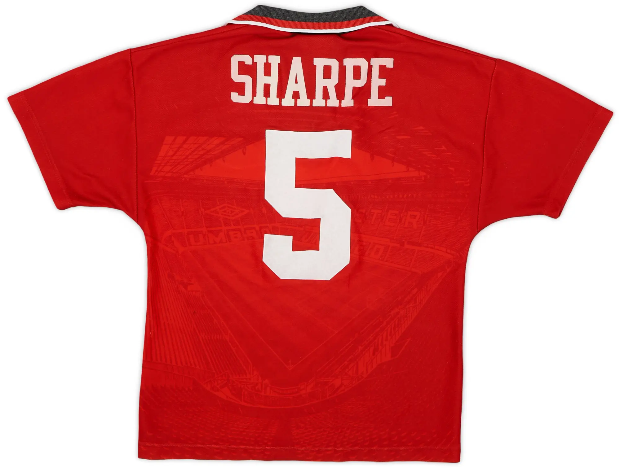 Umbro 1994-96 Manchester United Home Shirt Sharpe #5 - 8/10 - (L.Boys)