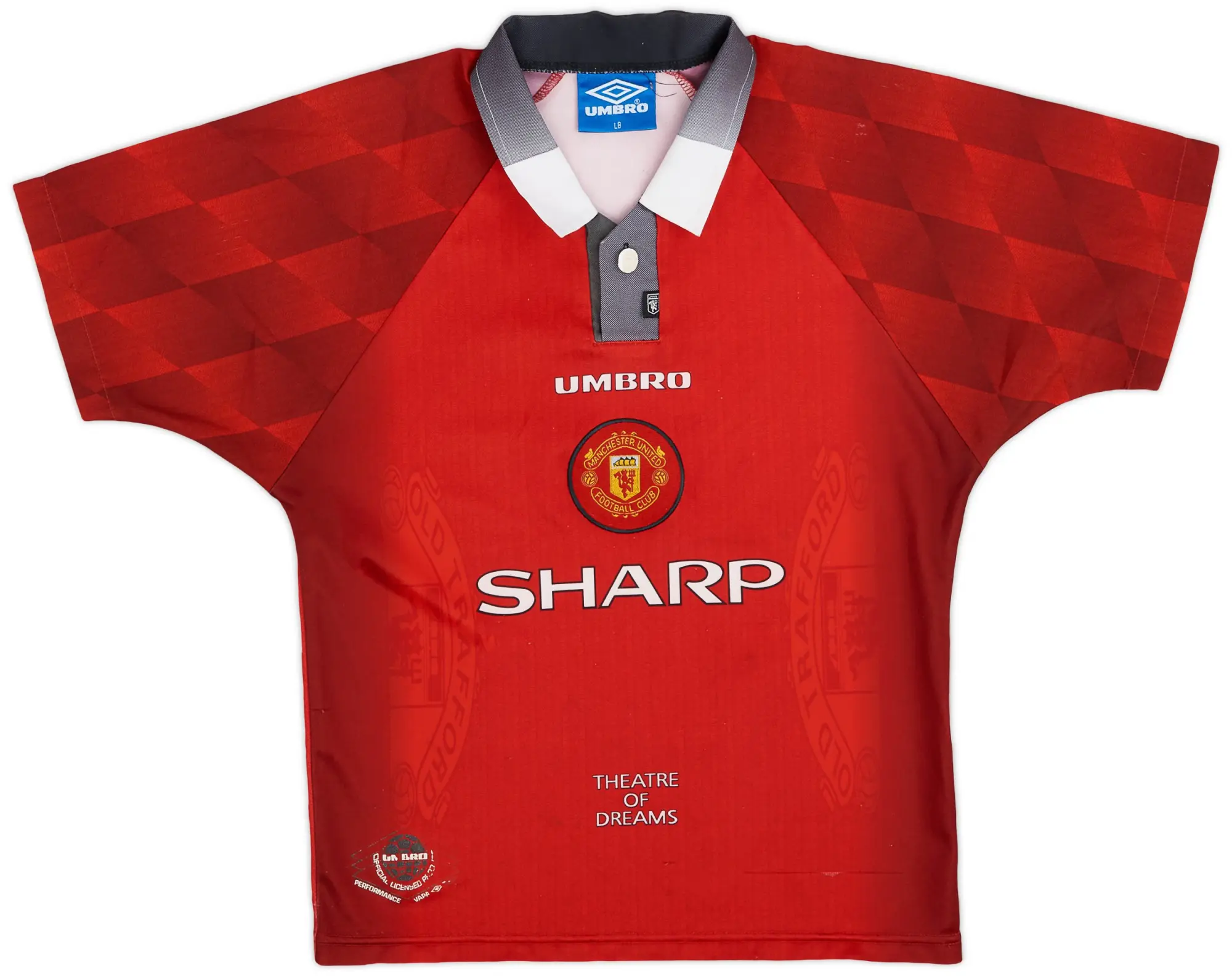 Umbro 1996-98 Manchester United Home Shirt - 8/10 - (L.Boys)