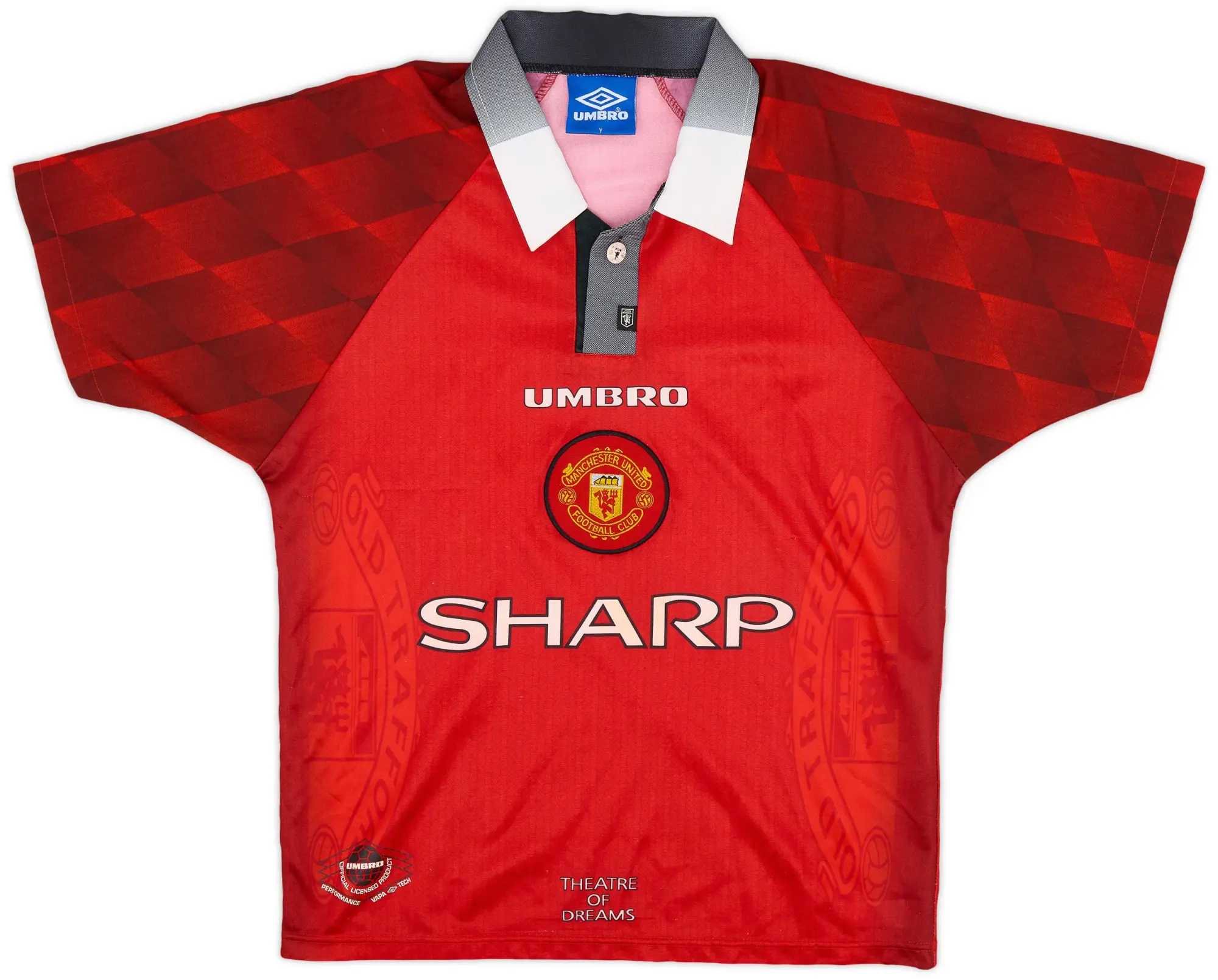 Umbro 1996-98 Manchester United Home Shirt - 8/10 - (XL.Boys)