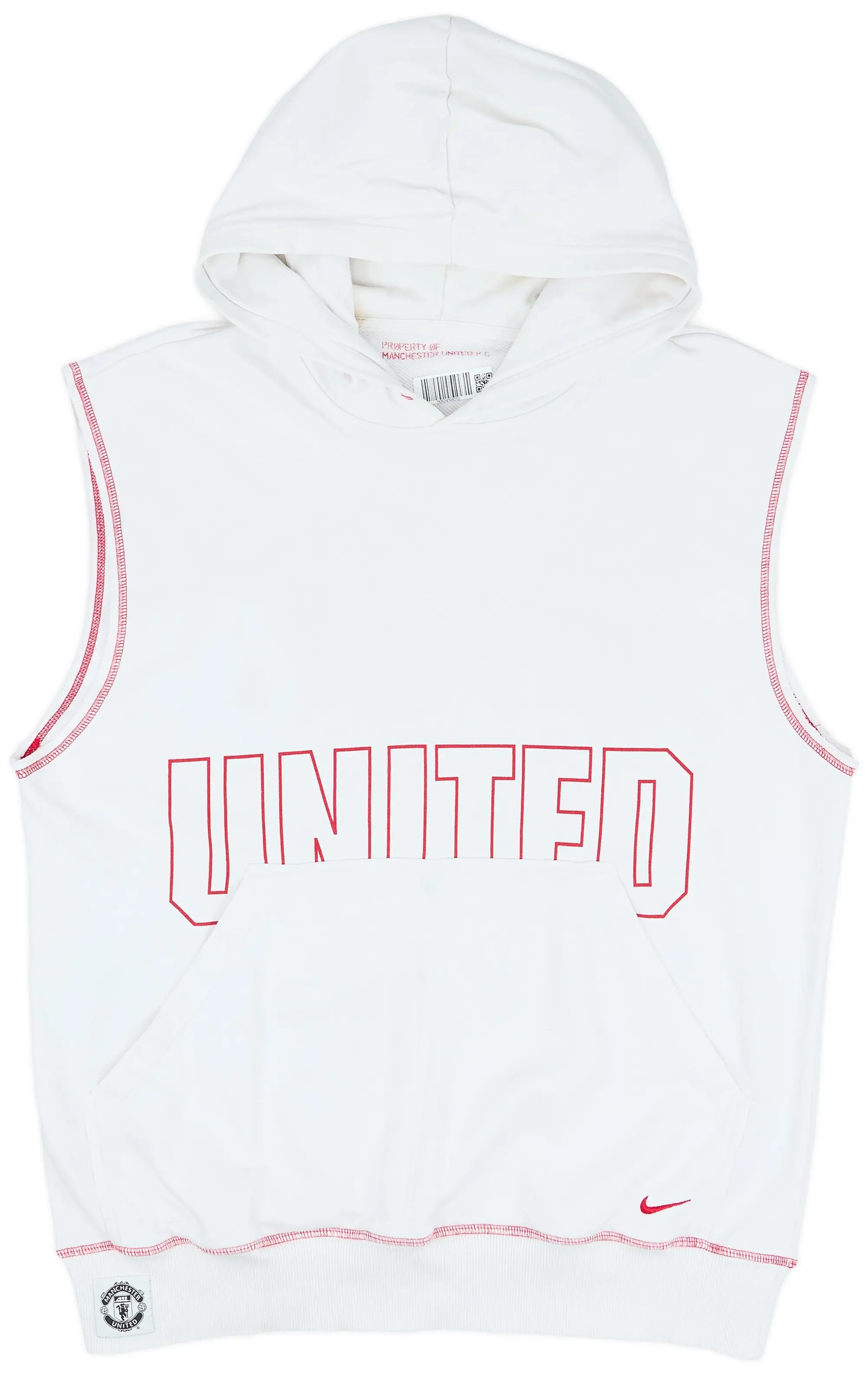 2004-05 Manchester United Nike Sleeveless Hooded Sweat Top - 6/10 - (L)