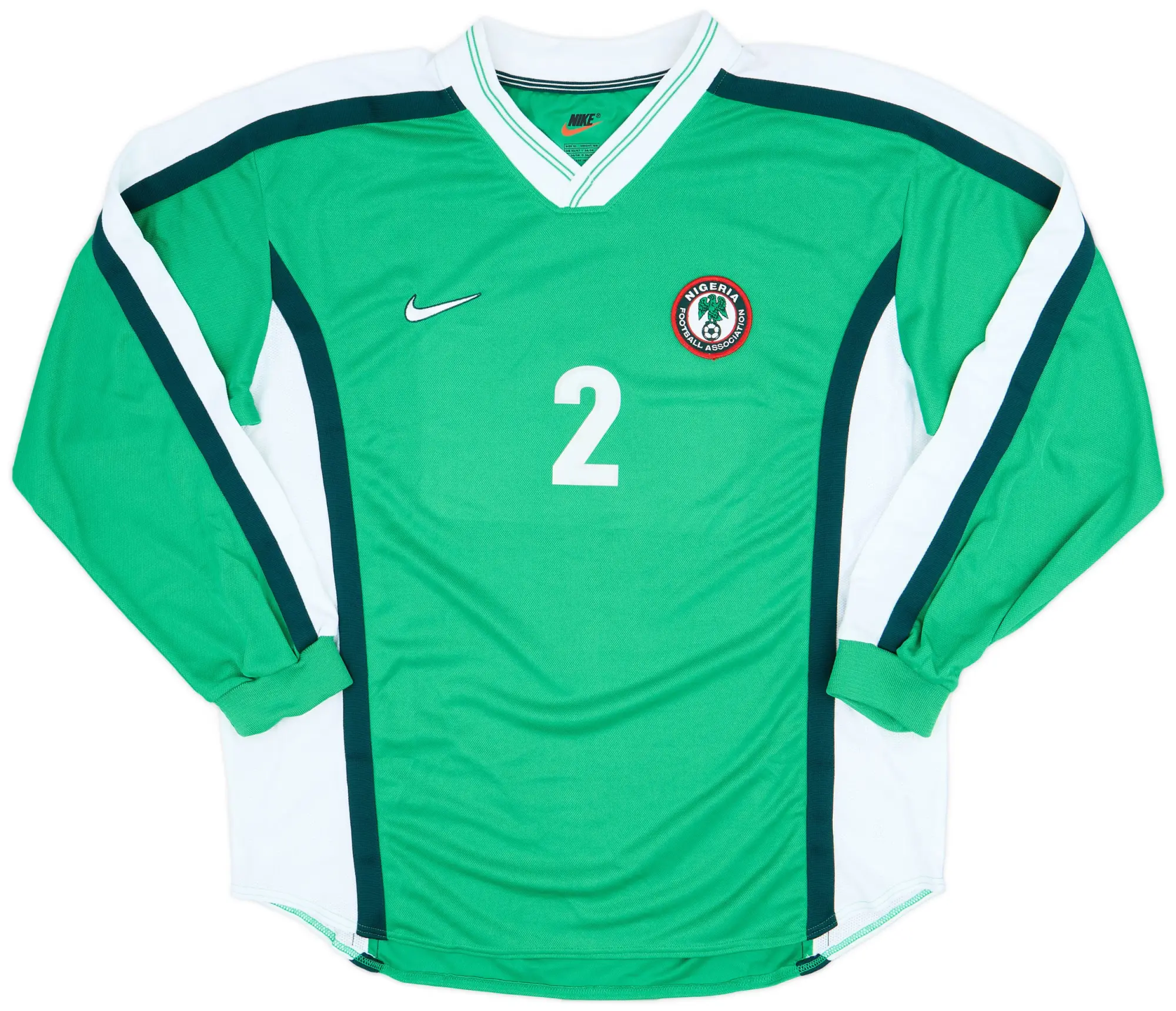 Nike 1998 Nigeria Player Issue Home L/S Shirt #2 - 9/10 - (XL)