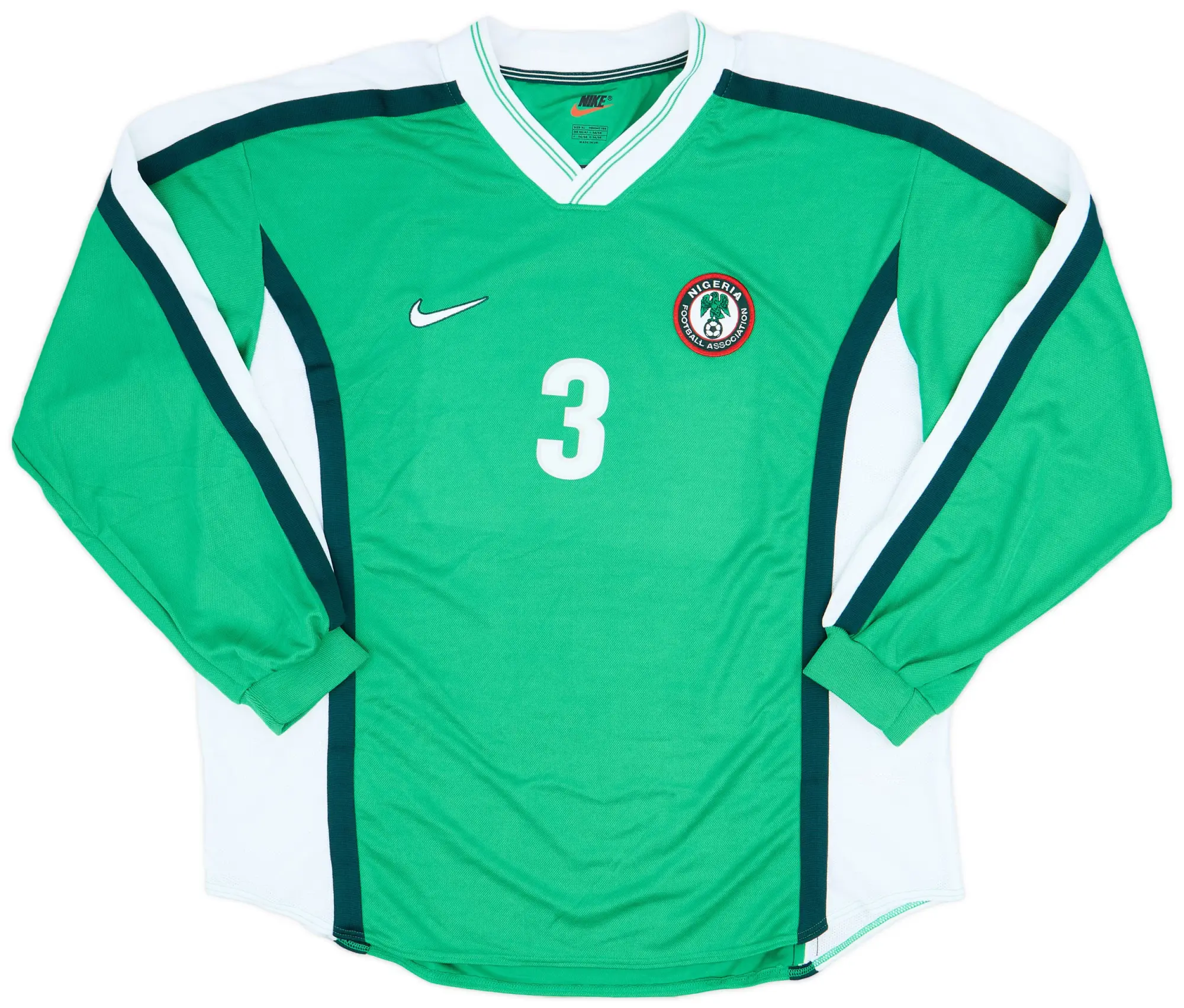 Nike 1998 Nigeria Player Issue Home L/S Shirt #3 - 9/10 - (XL)