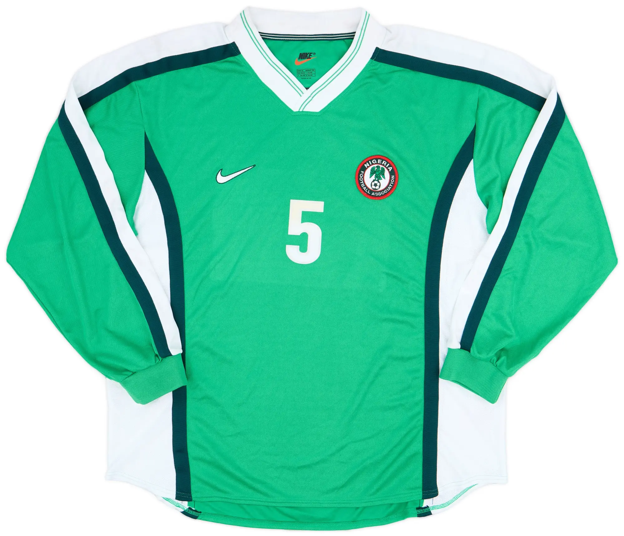 Nike 1998 Nigeria Player Issue Home L/S Shirt #5 - 8/10 - (XL)