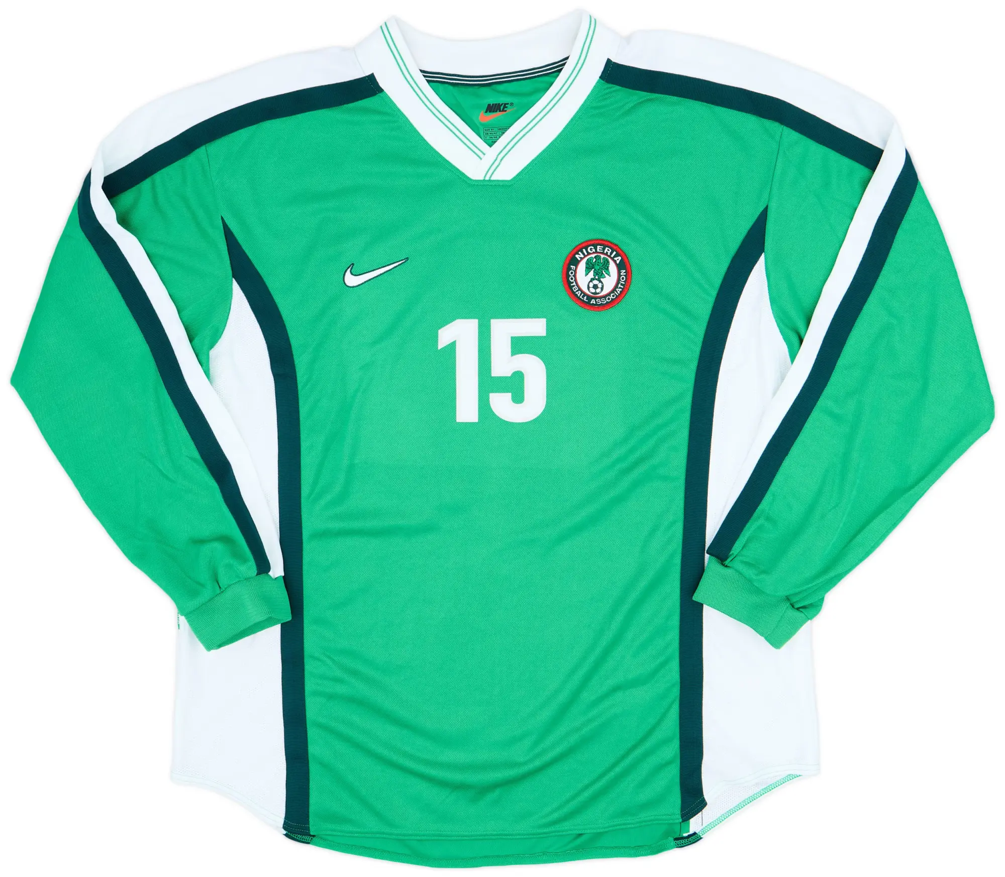 Nike 1998 Nigeria Player Issue Home L/S Shirt #15 - 9/10 - (XL)