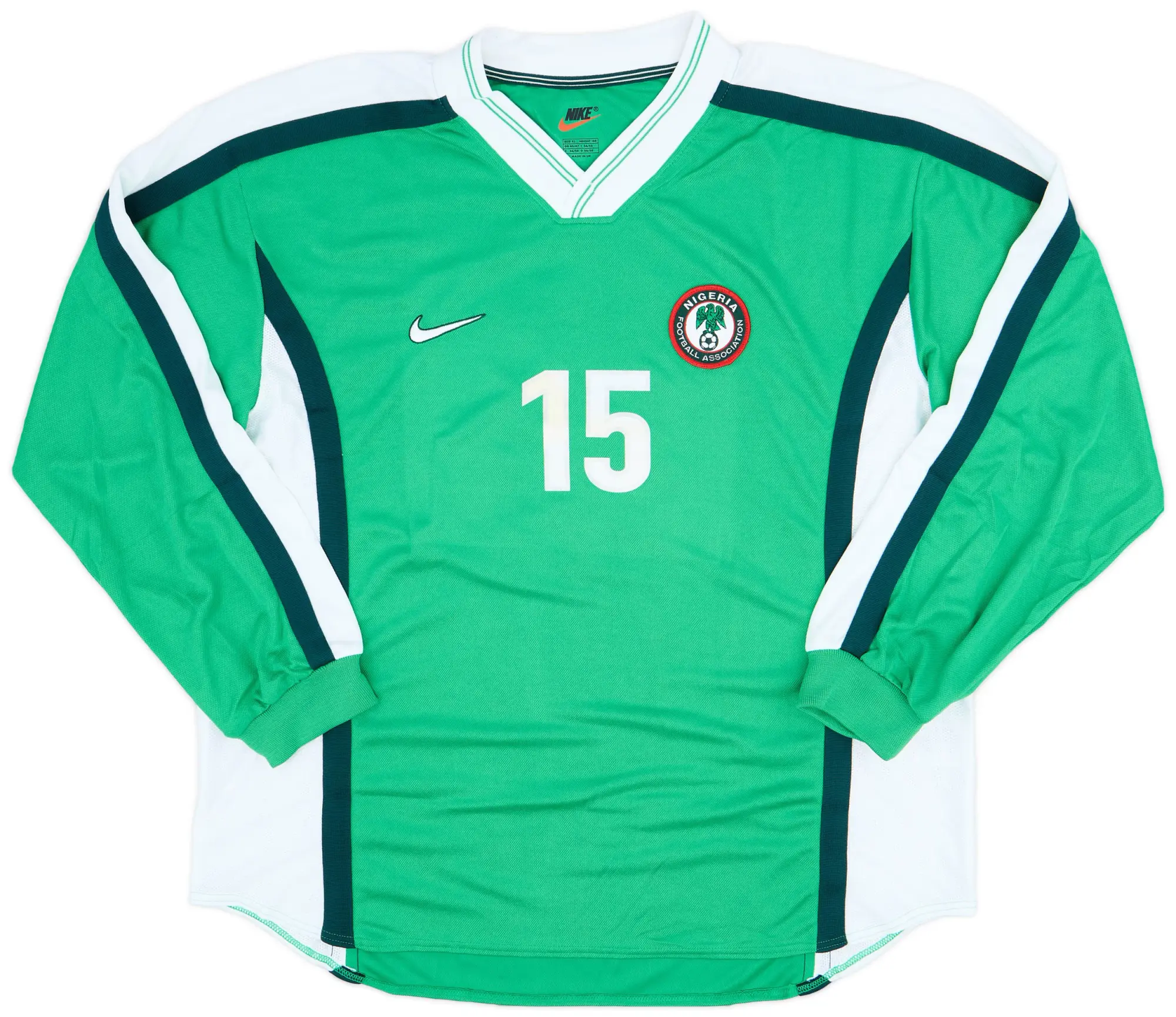 Nike 1998 Nigeria Player Issue Home L/S Shirt #15 - 8/10 - (XL)