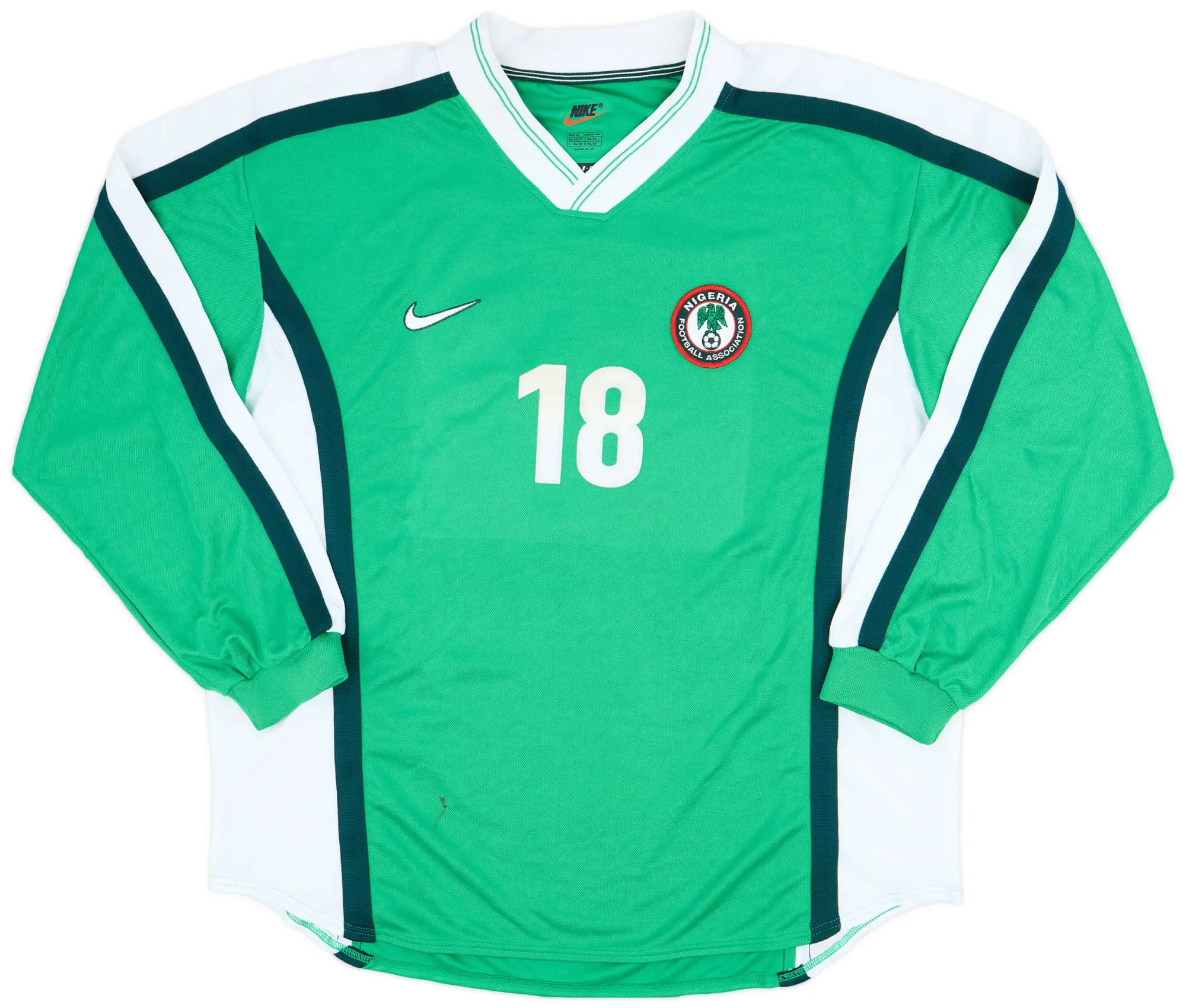 Nike 1998-00 Nigeria Player Issue Home L/S Shirt #18 - 9/10 - (XL)