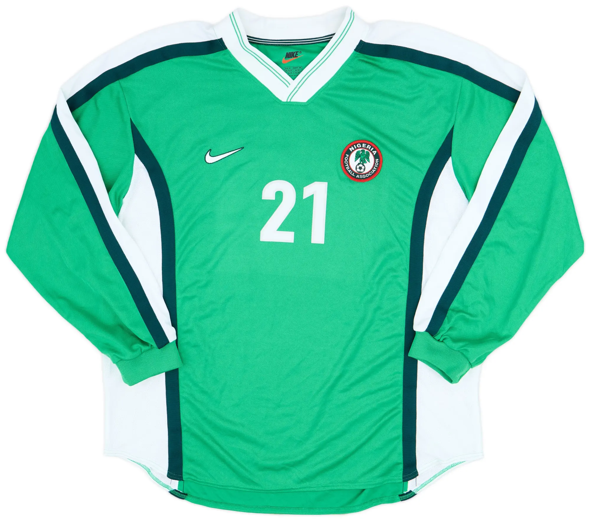 Nike 1998-00 Nigeria Player Issue Home L/S Shirt #21 - 9/10 - (XL)